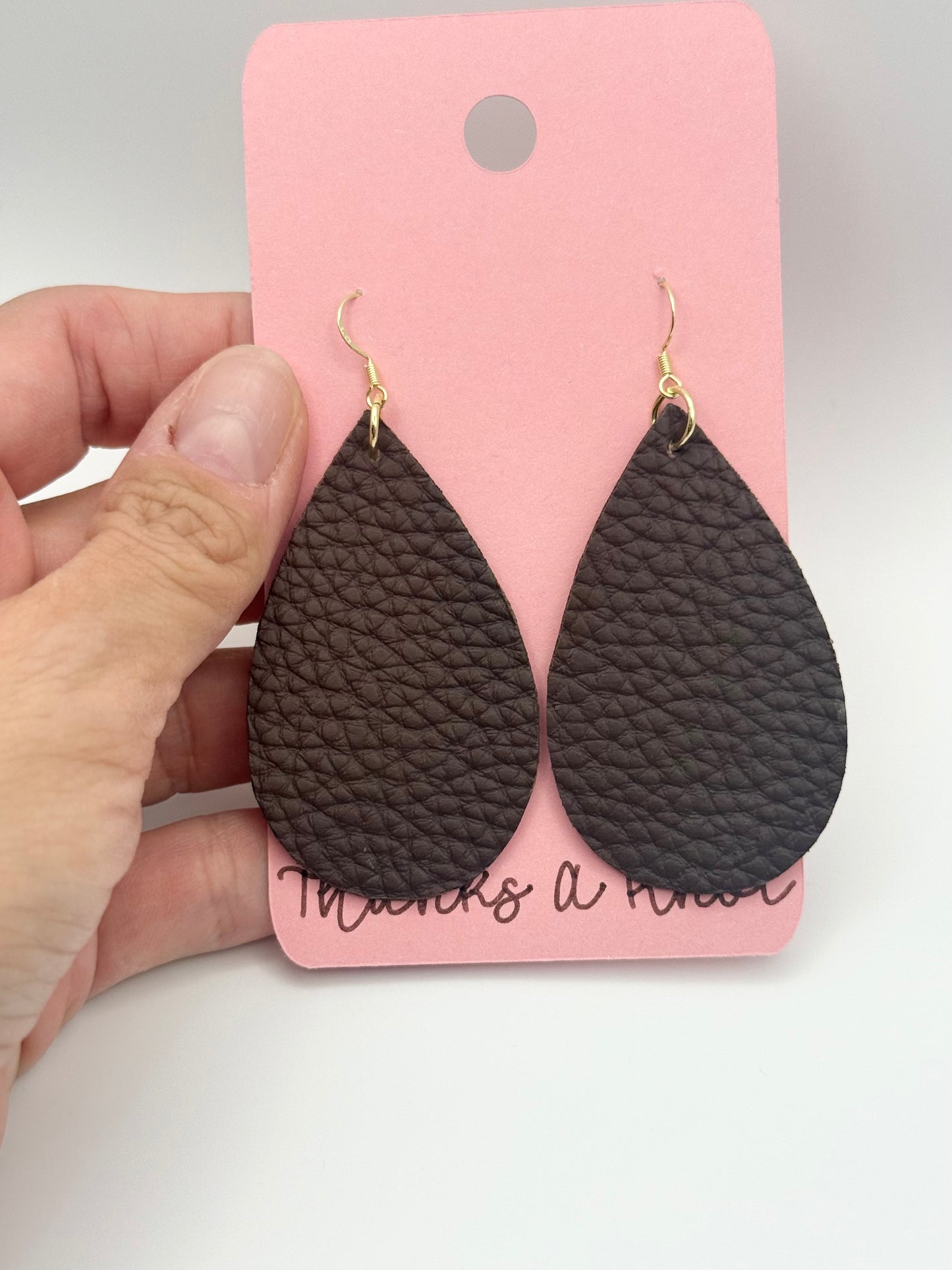 Faux leather drop earrings