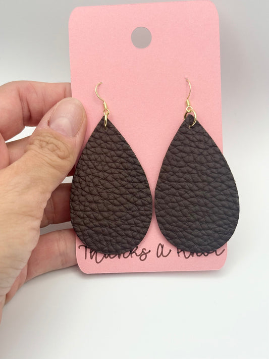 Faux leather drop earrings