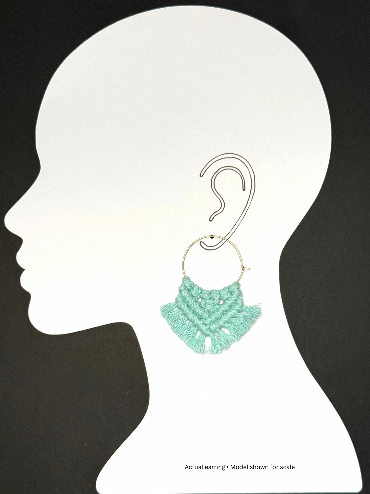 Seafoam Macrame Hoop Earrings | Gold Stainless Steel