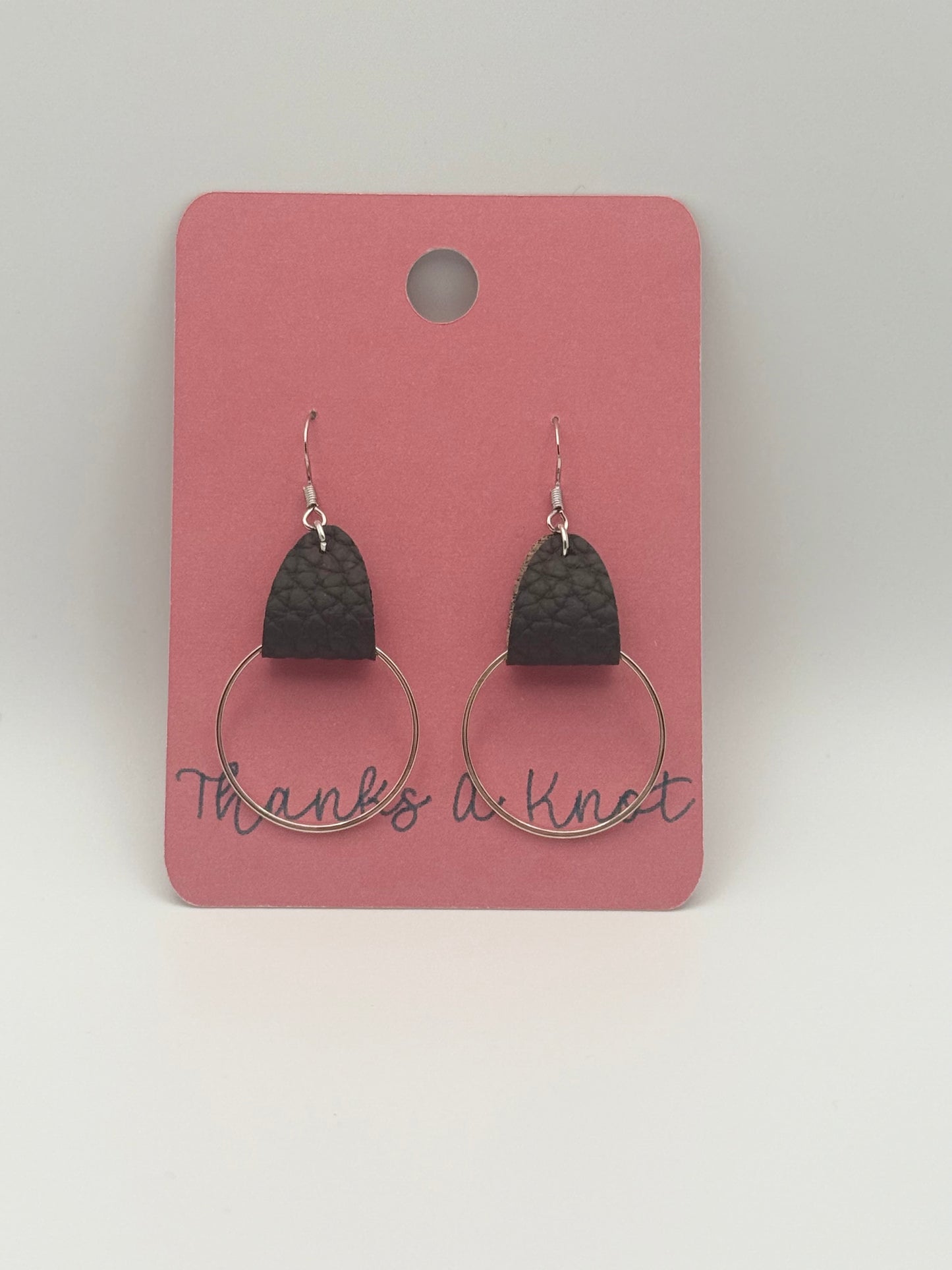 Faux leather and metal drop earrings