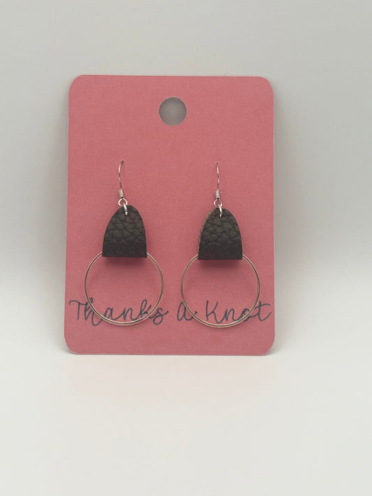 Faux leather and metal drop earrings