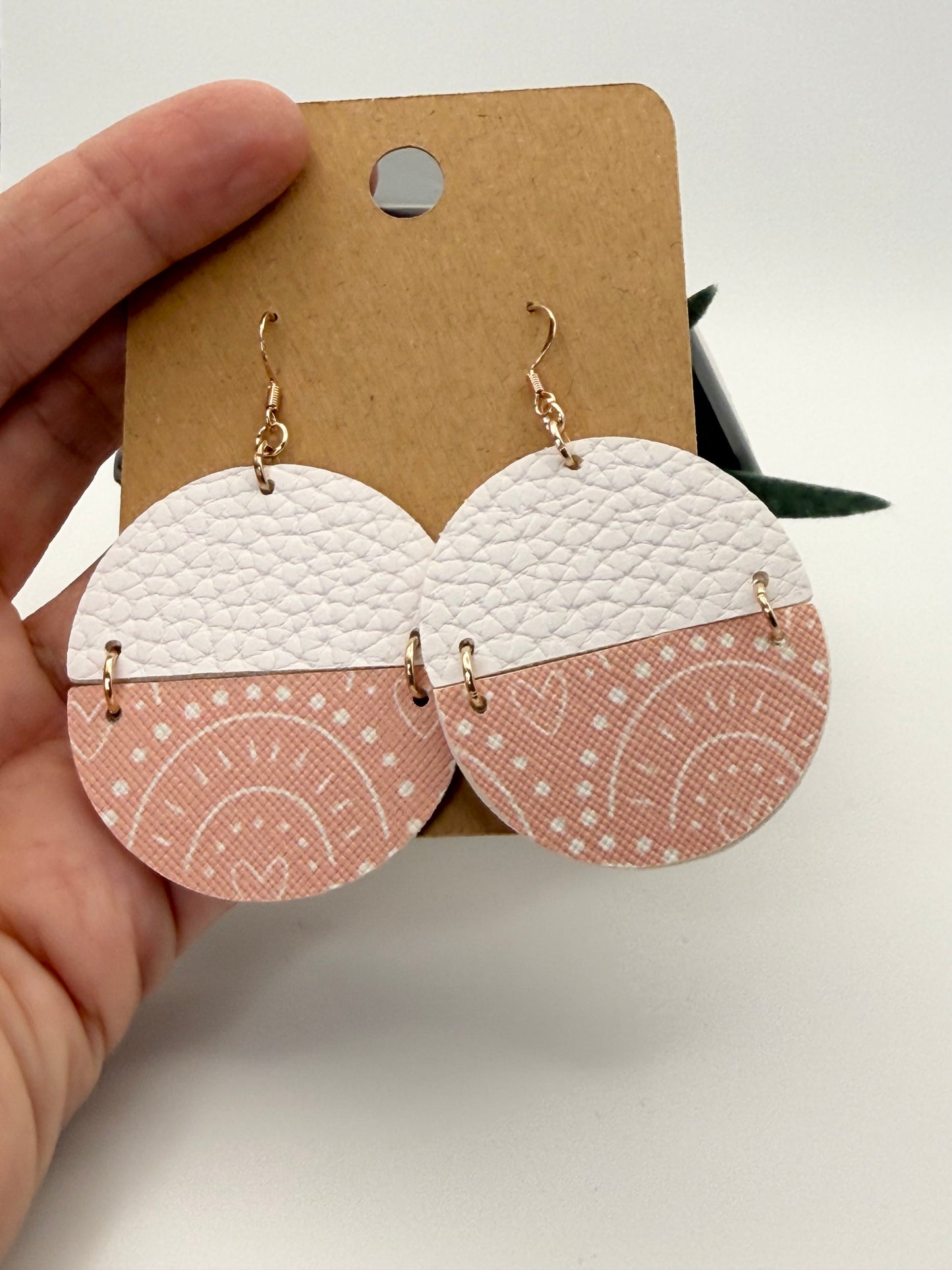 Last Chance Faux Leather Statement Earrings | Blush Split Circle Earrings