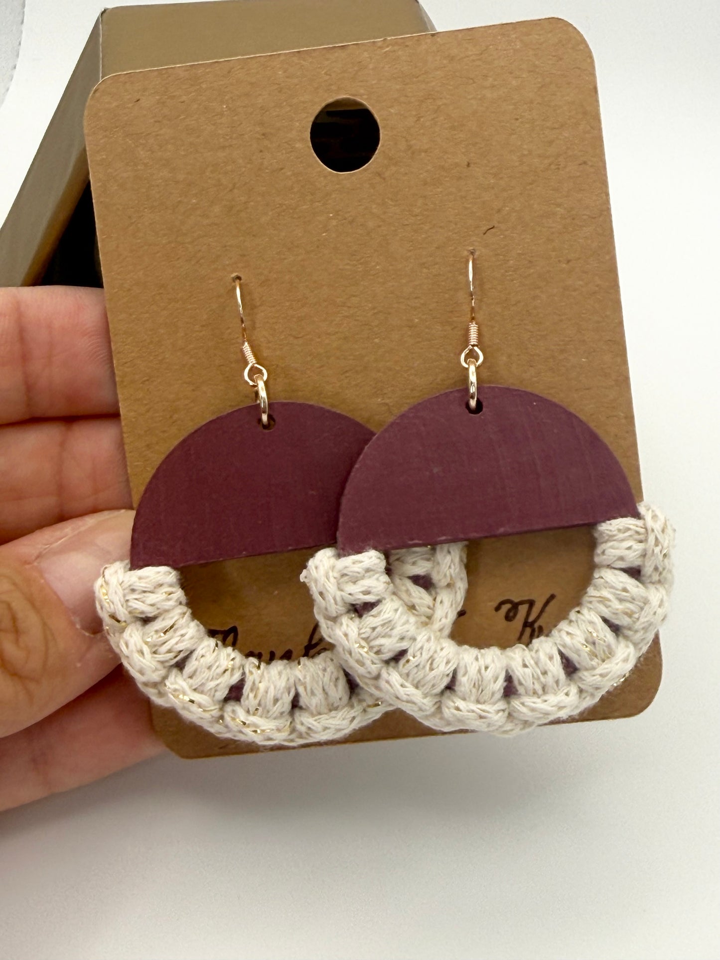 Plum Macramé Statement Earrings | Handmade Boutique Earrings