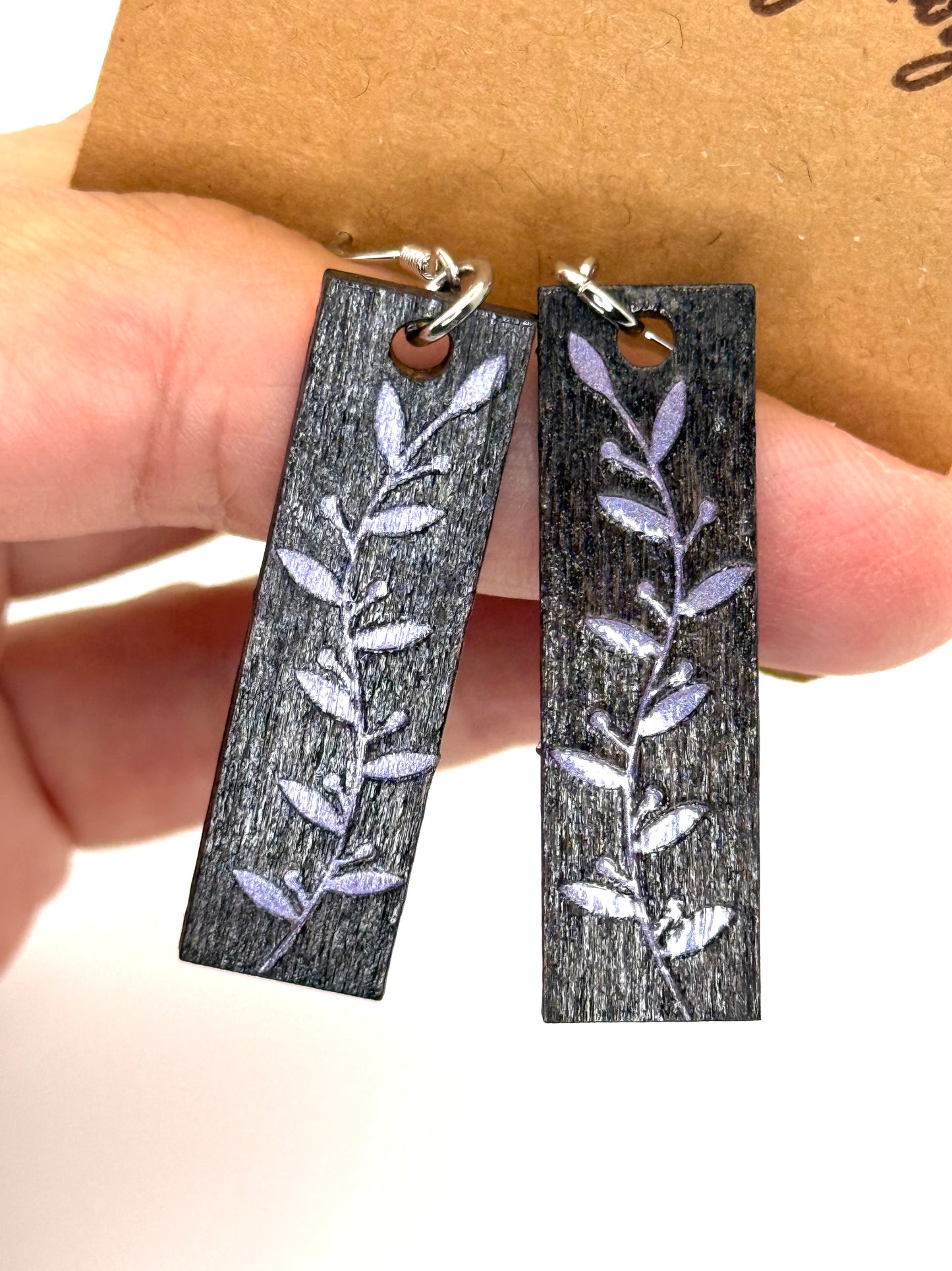 Almost Perfect – Purple Shimmer Botanical Bar Earrings