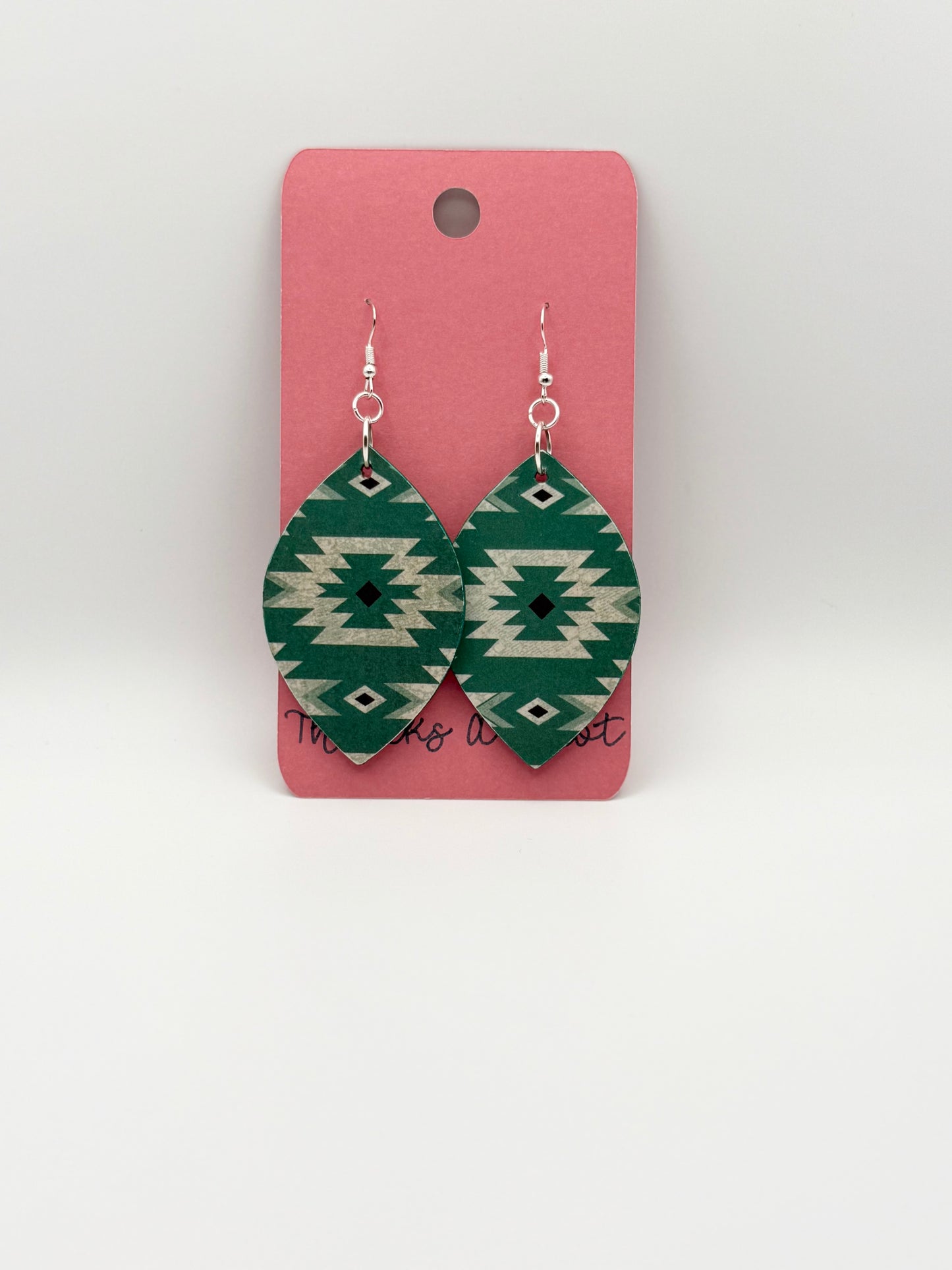 Wood and decoupage dangle earrings