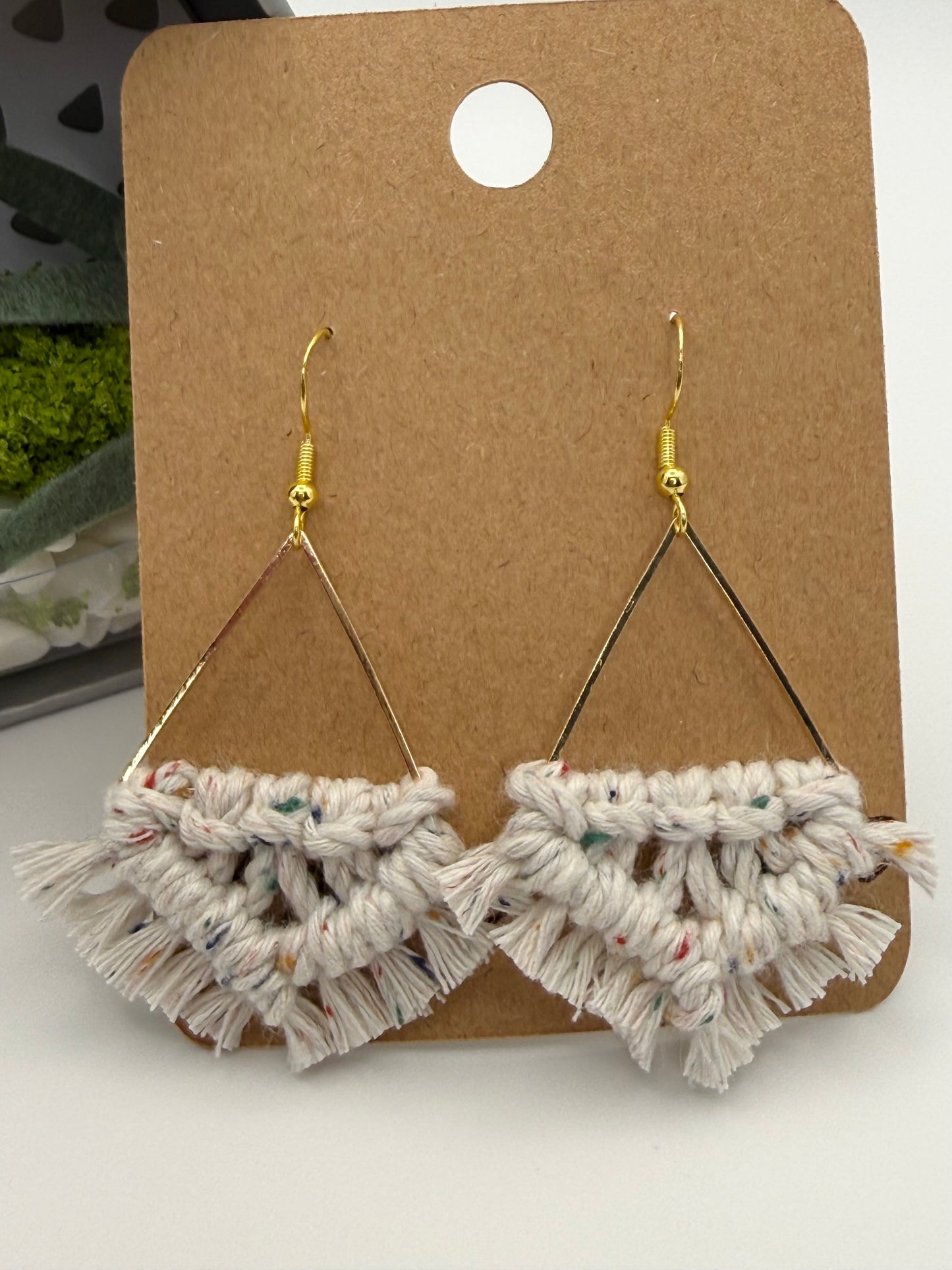Handmade Macrame Triangle Earrings | Boho Statement Jewelry