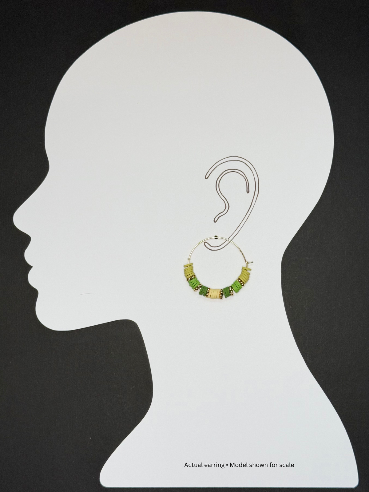 Sage + Sand Heishi Hoop Earrings | 35mm Gold Stainless Steel