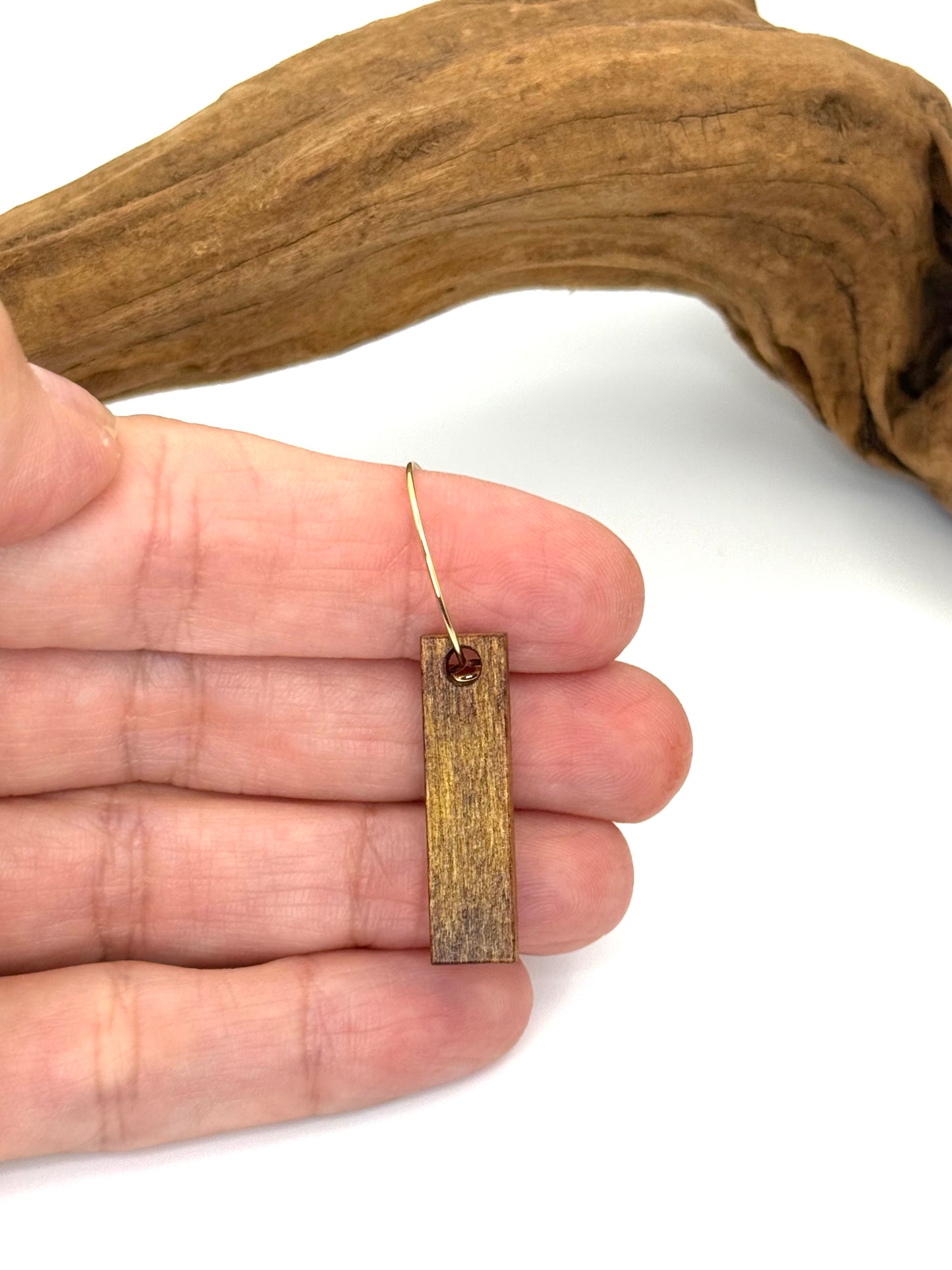 Two-Sided Stained Wood Hoop Earrings | Mahogany & Ochre Dangles