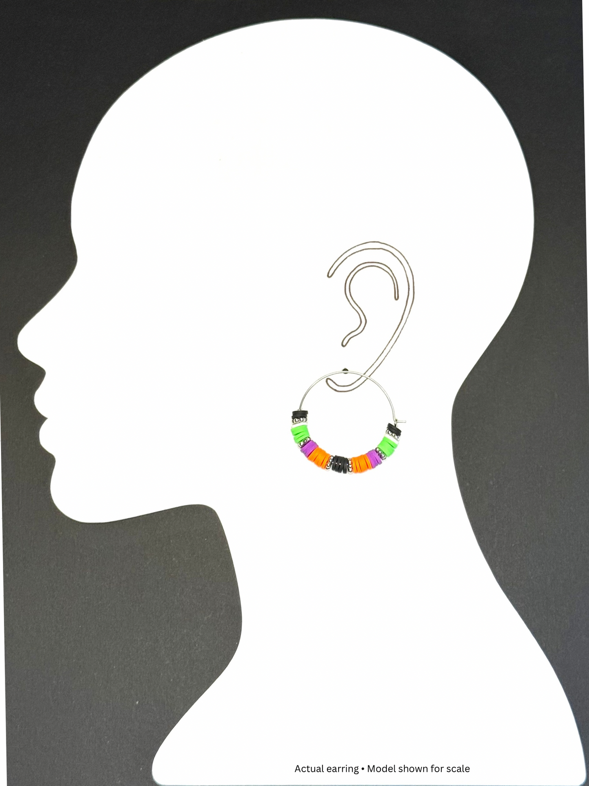 Halloween Heishi Hoop Earrings | Orange, Purple, Green & Black