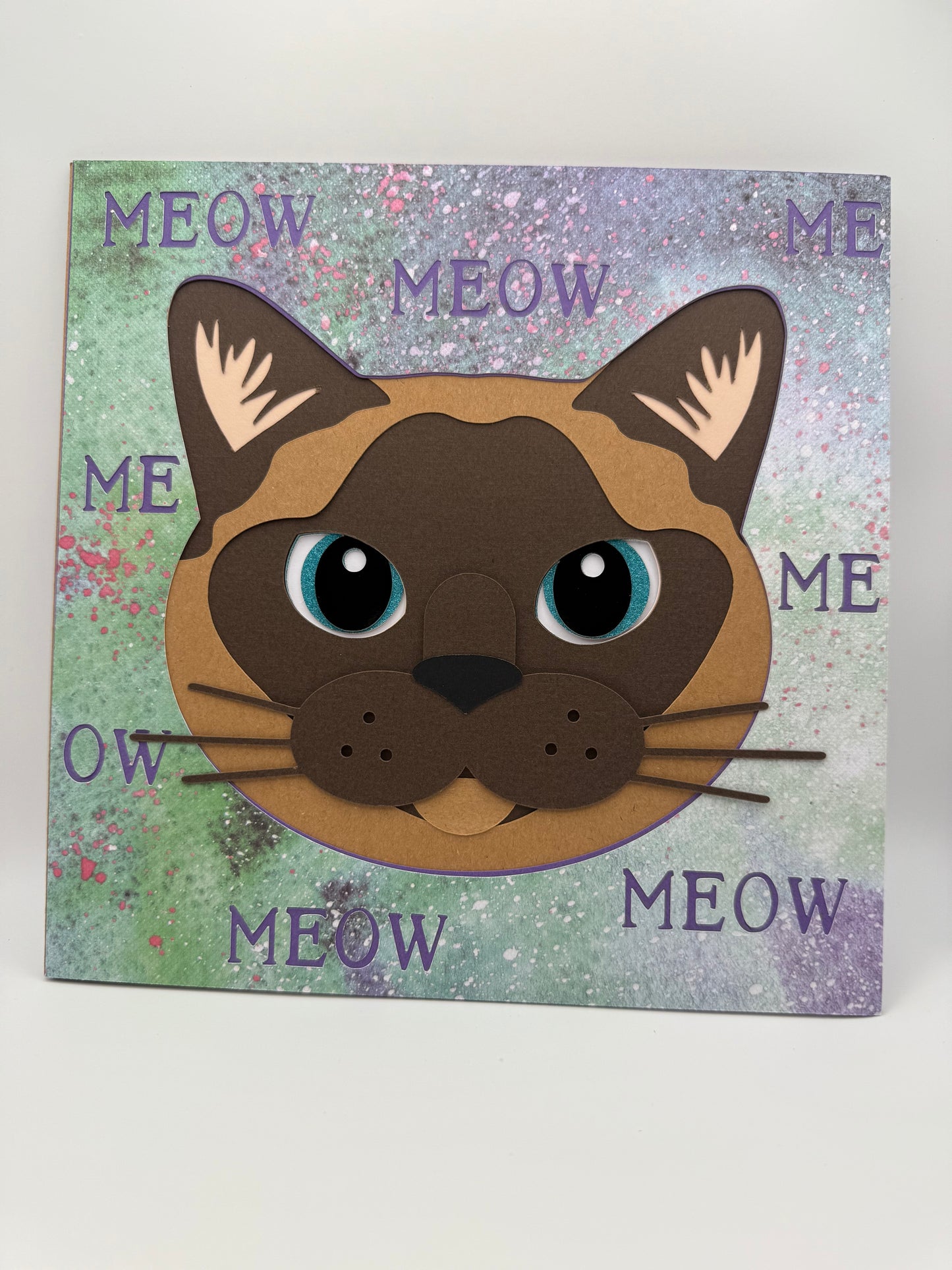 Custom cat face layered paper wall art