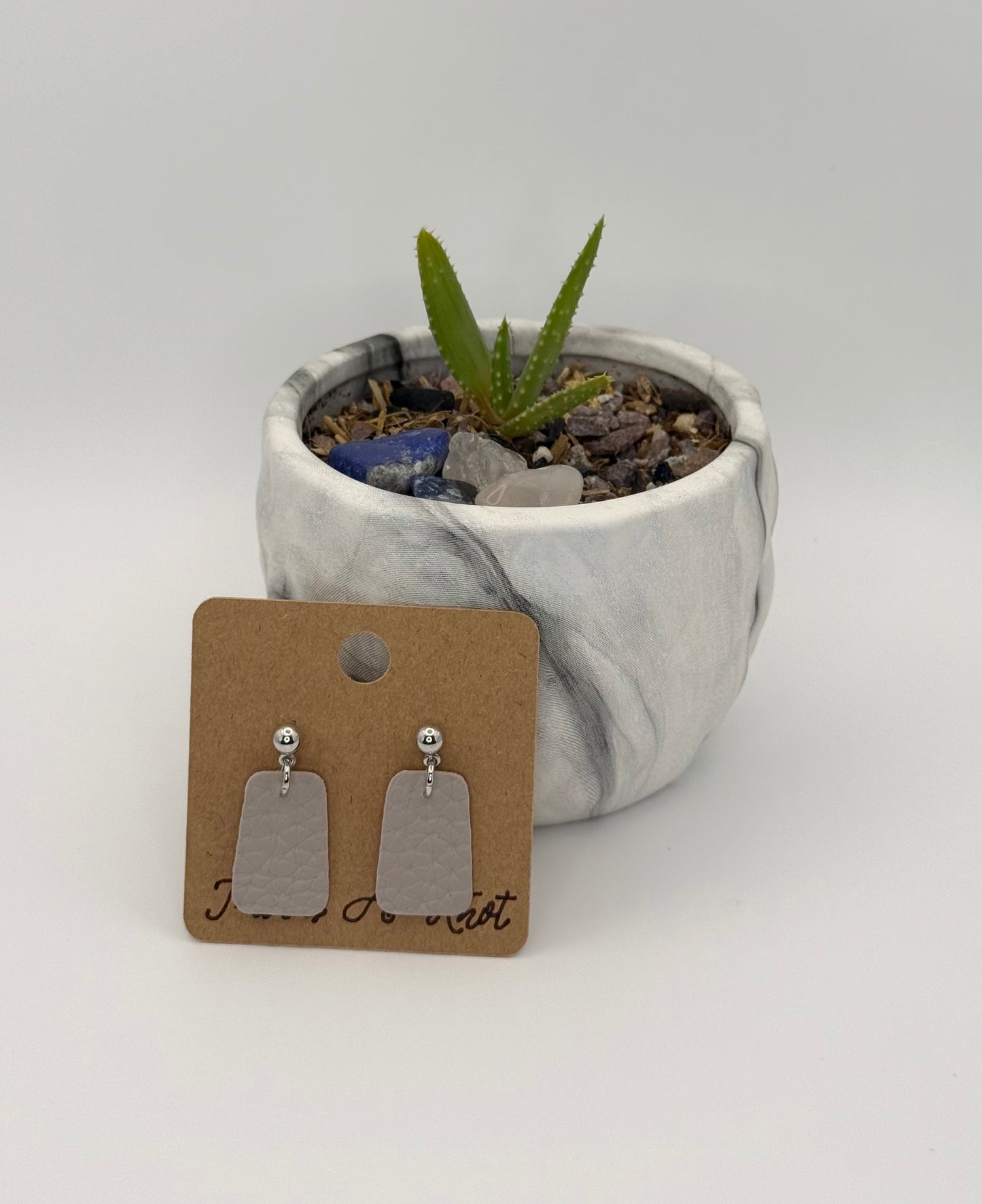 Minimalist Faux Leather Stud Earrings | Handmade Pebbled Faux Leather Earrings