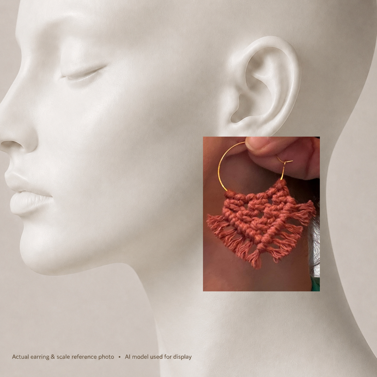 Rust Macramé Hoop Earrings | Hand-Knotted Statement Hoops