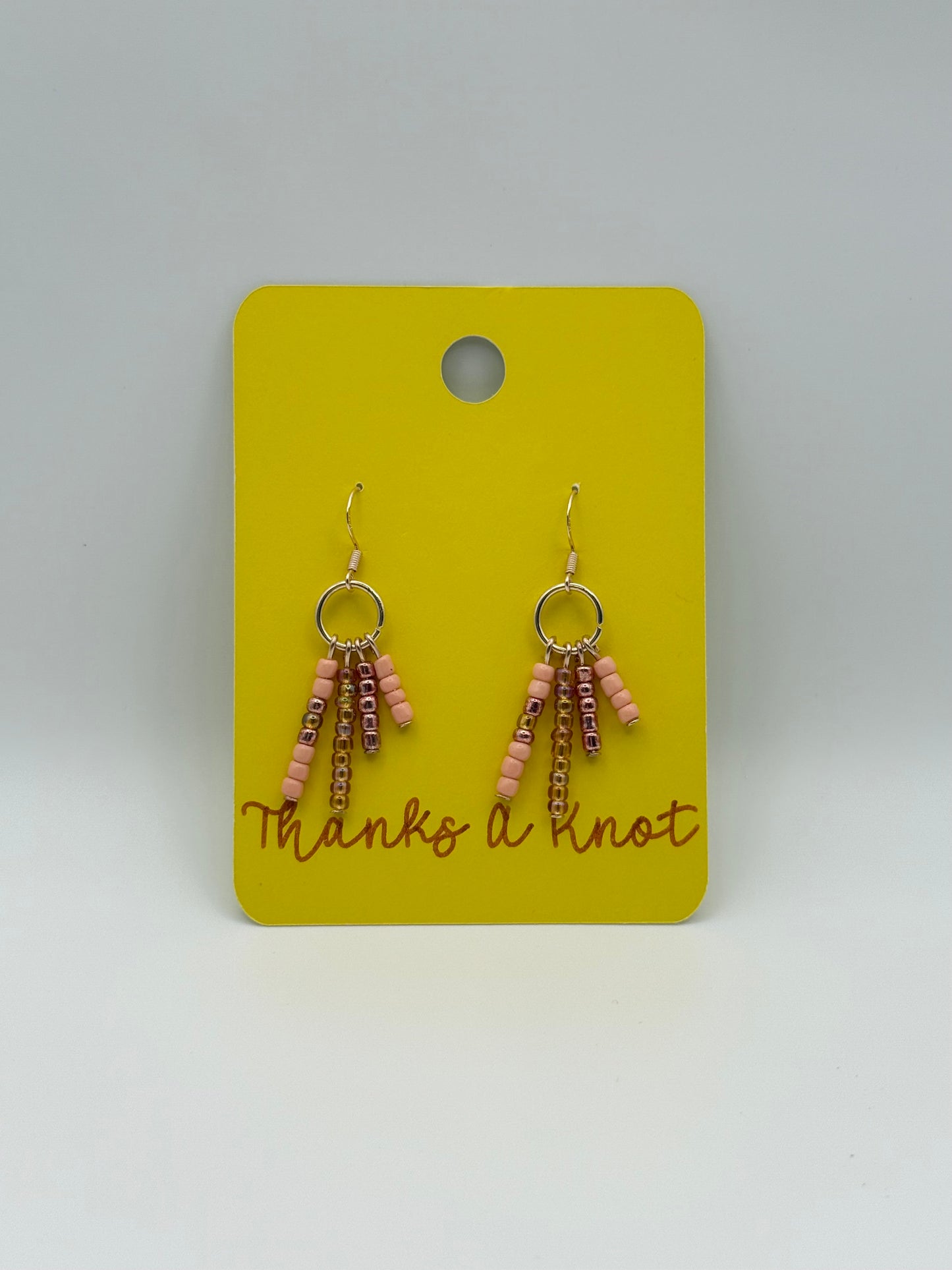 “Strawberry fizz” beaded dangle earrings