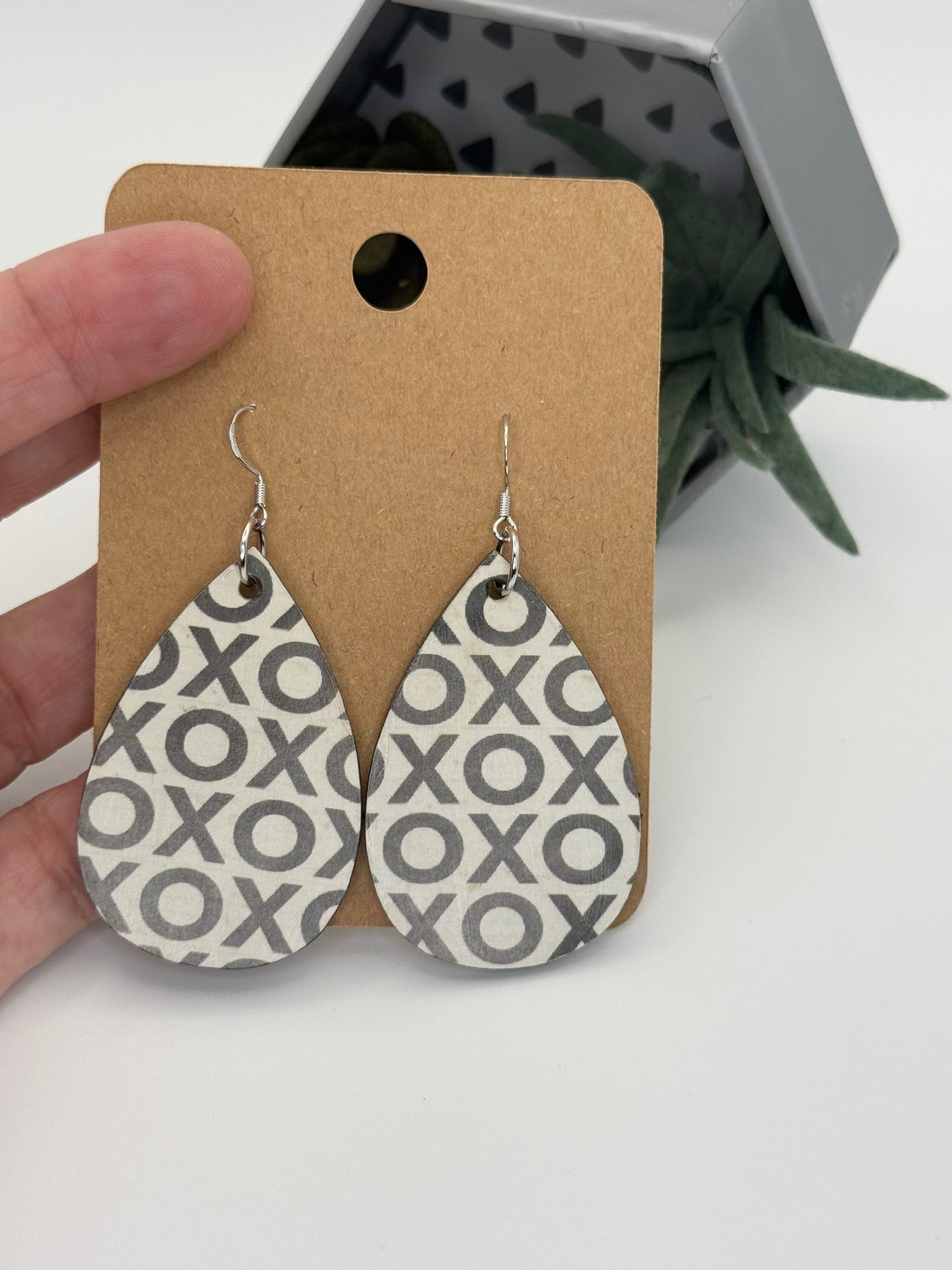 XOXO Decoupage Teardrop Earrings | Handmade Valentine Statement Earrings