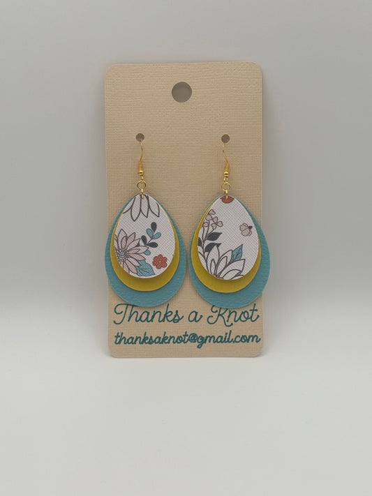 Faux leather layered dangle earrings