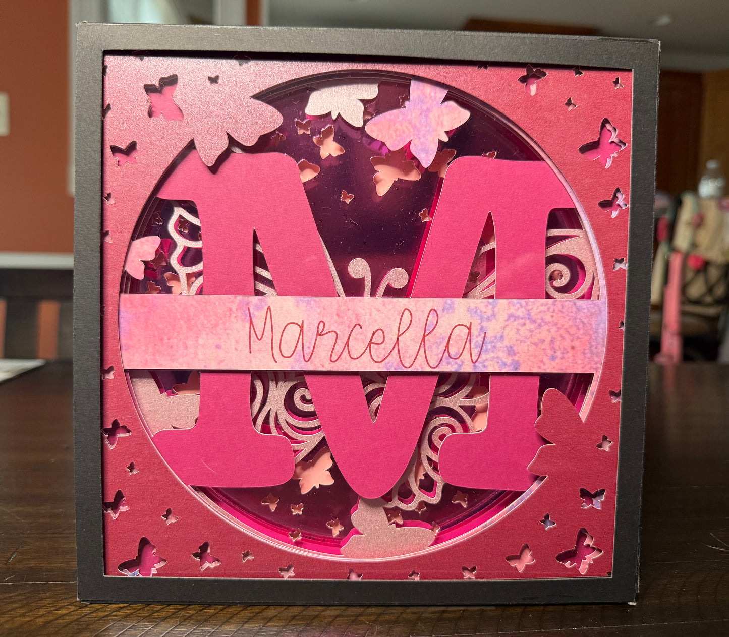 Custom Butterfly initial shadowbox