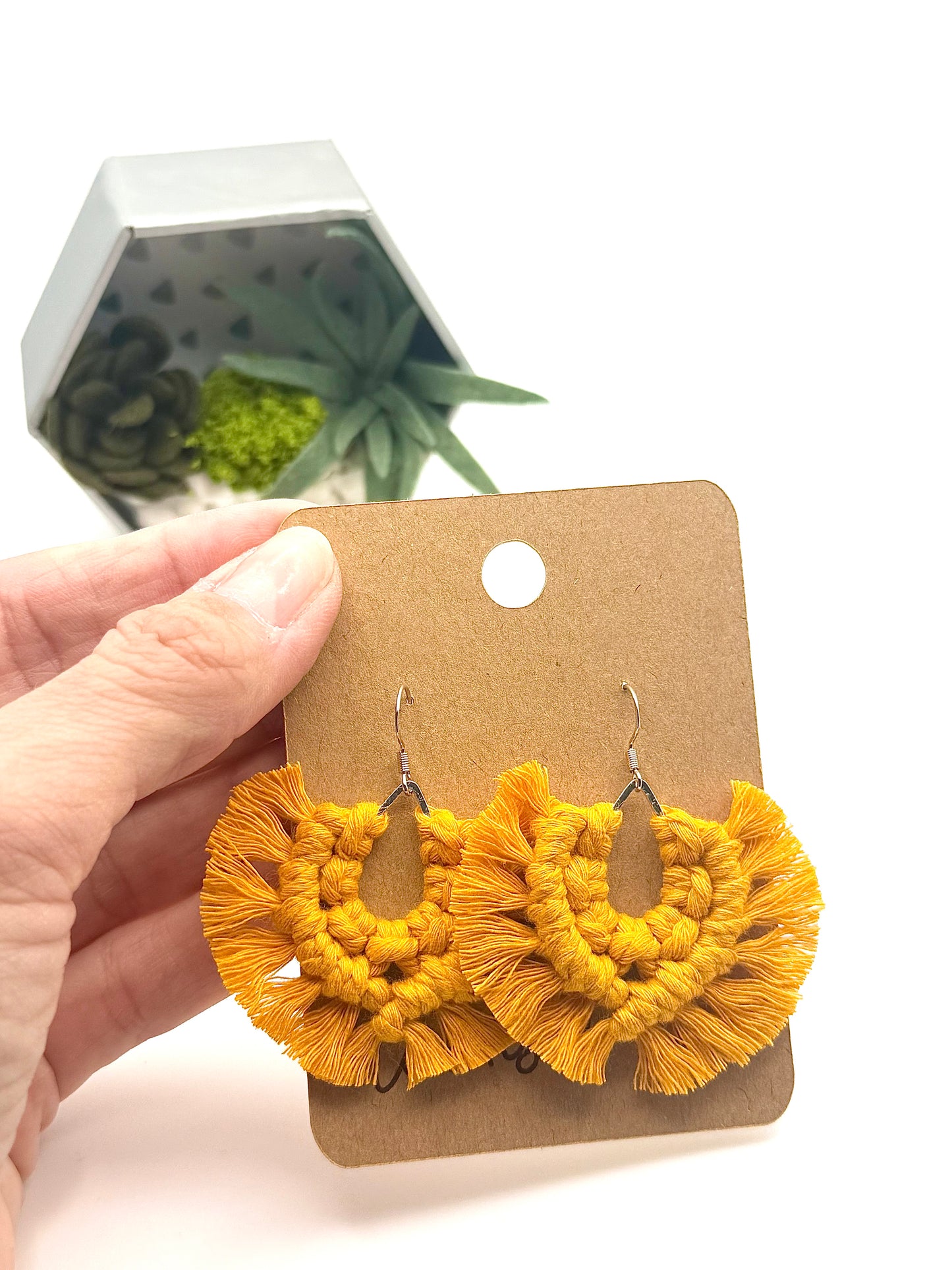 Marigold Macramé Fringe Earrings | Hand Knotted Boho Statement Earrings