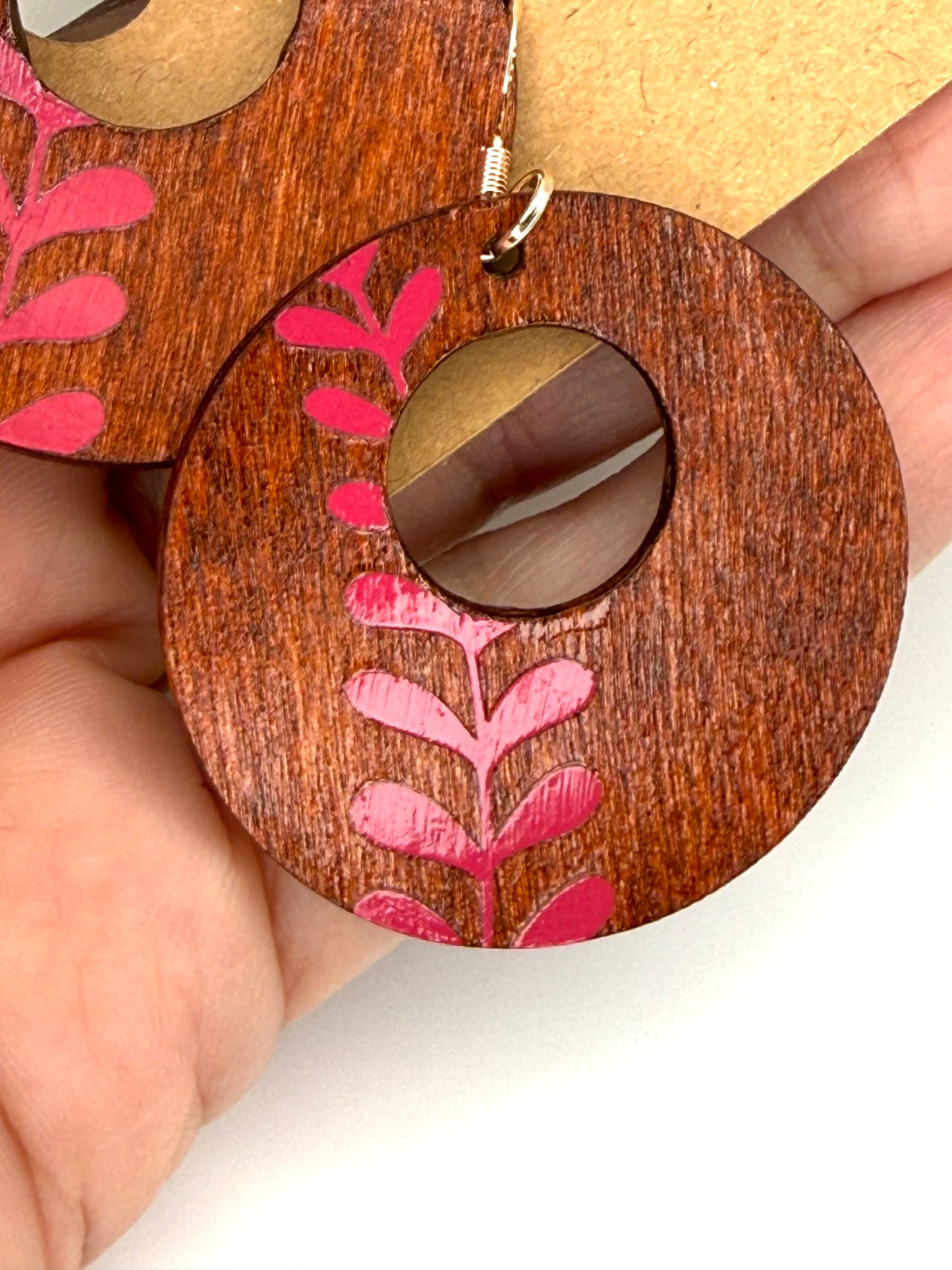 Almost Perfect | Pink Botanical Wood Statement Earrings