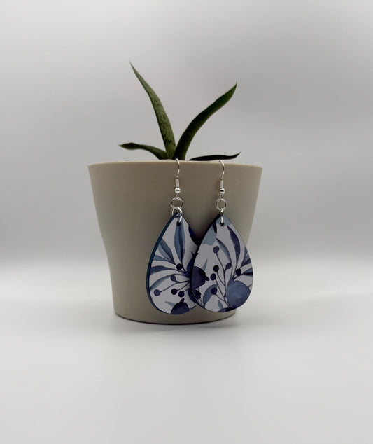 wood and decoupage dangle earrings