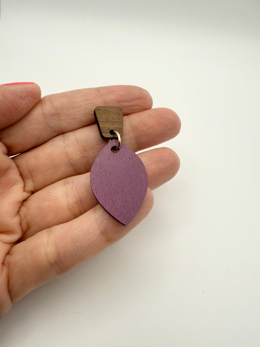 Wooden hand painted stud dangle earrings