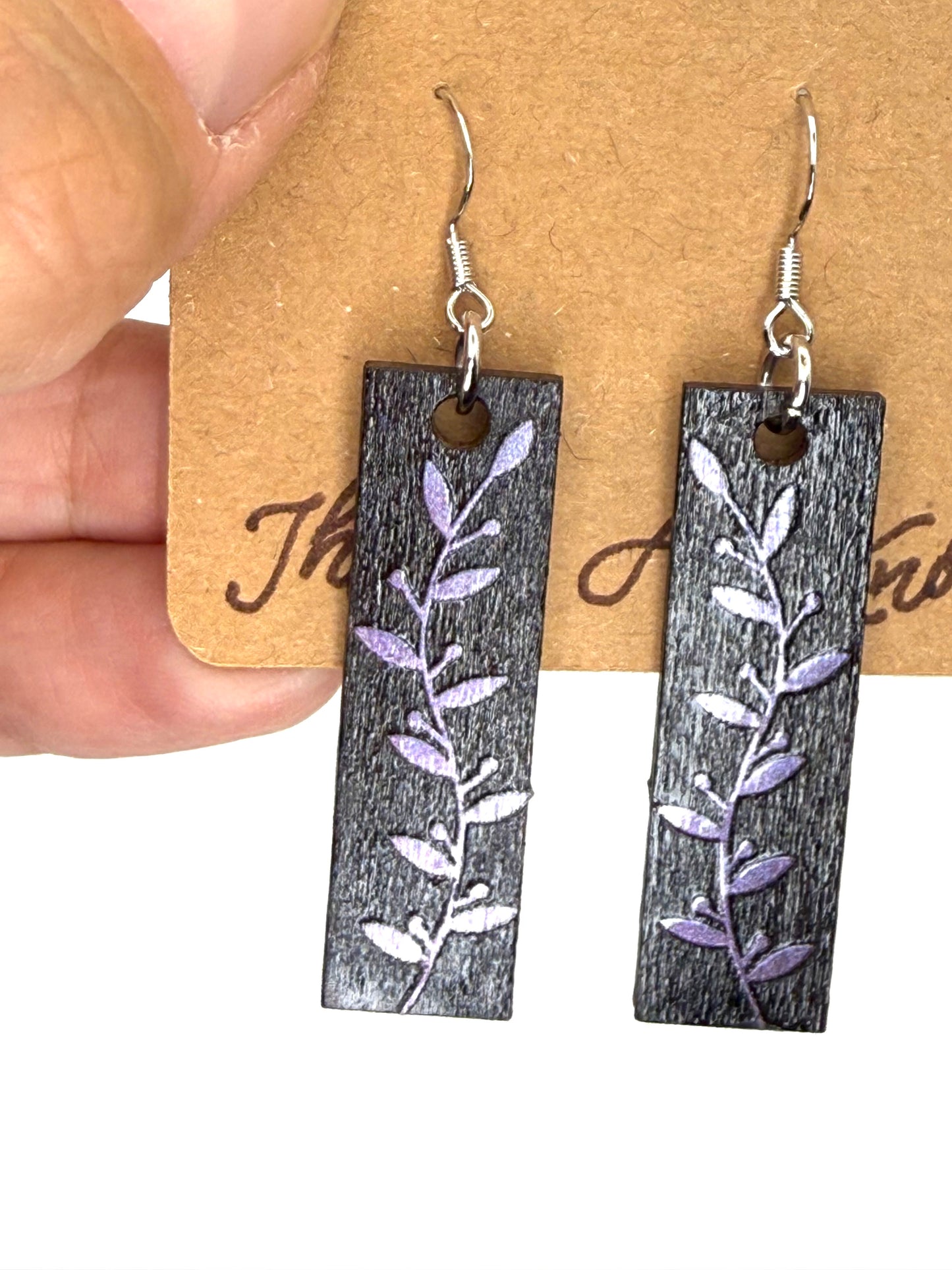 Almost Perfect – Purple Shimmer Botanical Bar Earrings