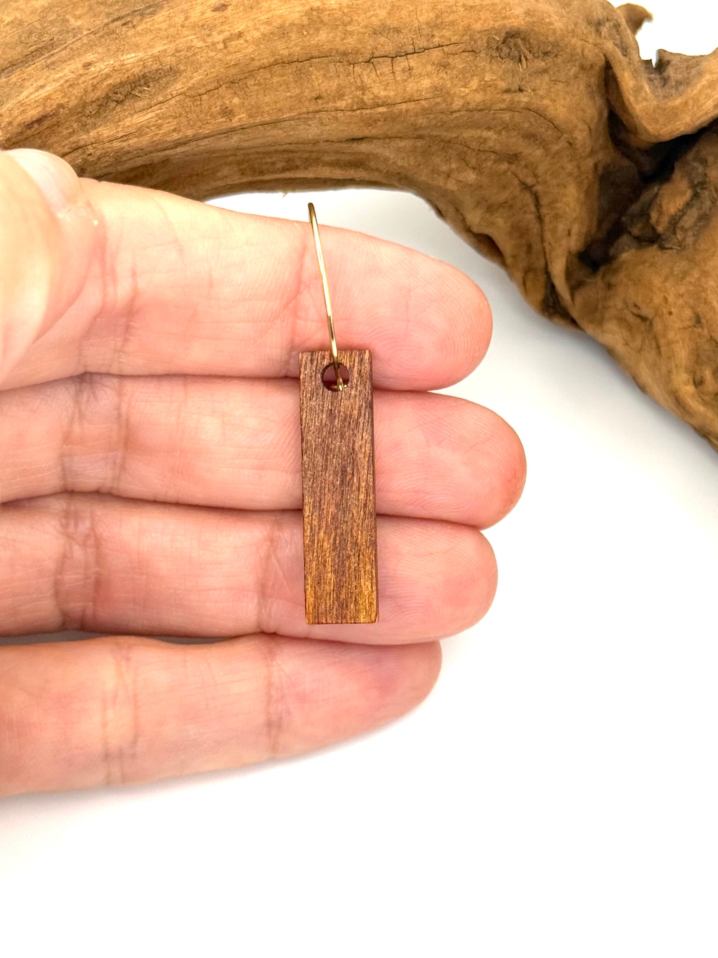 Two-Sided Stained Wood Hoop Earrings | Mahogany & Ochre Dangles