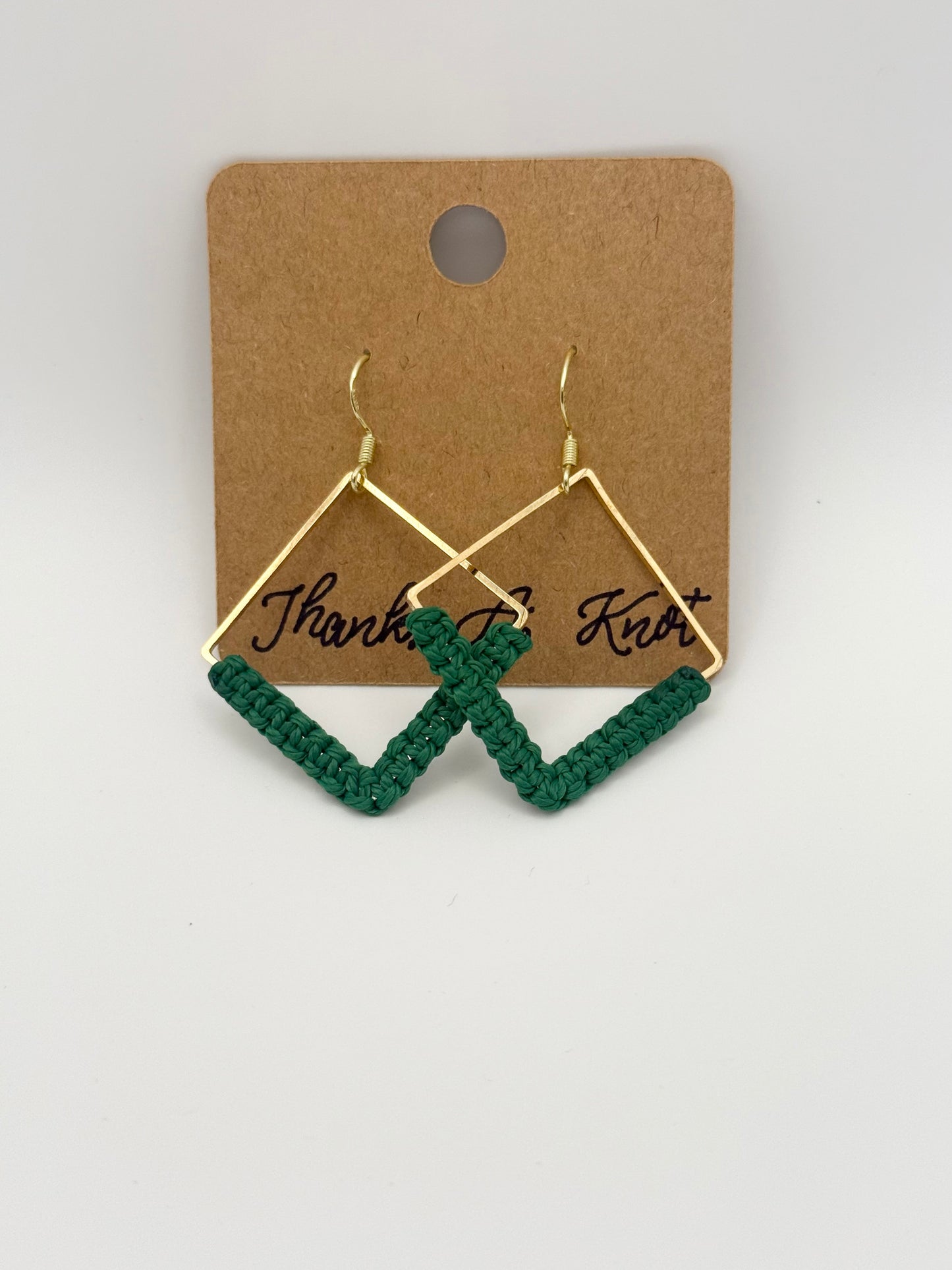 Geometric Diamond Macramé Earrings | Handmade Modern Fiber Earrings