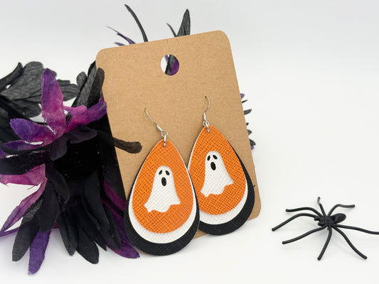 Halloween Ghost | Layered Faux Leather Earrings