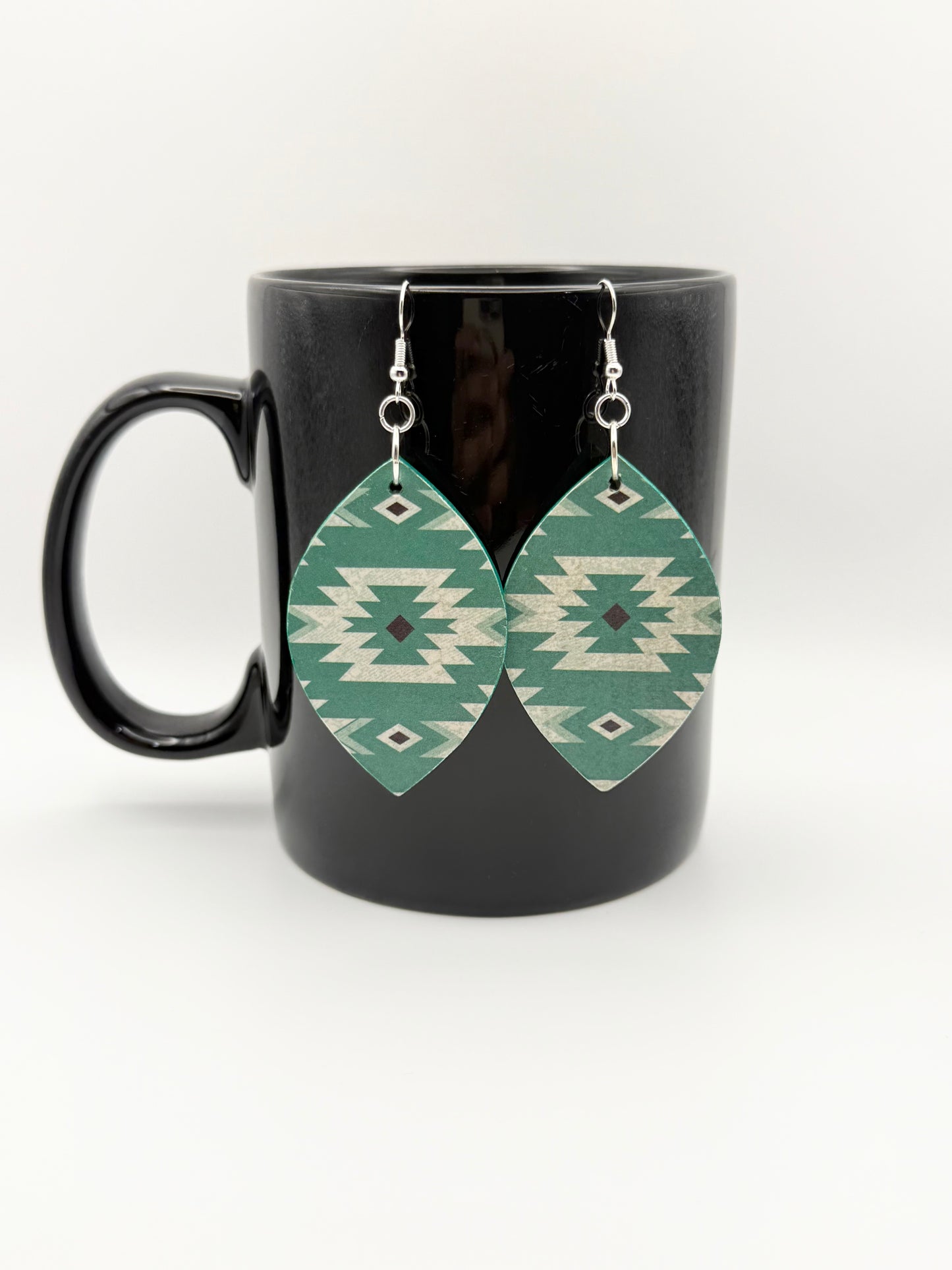 Wood and decoupage dangle earrings