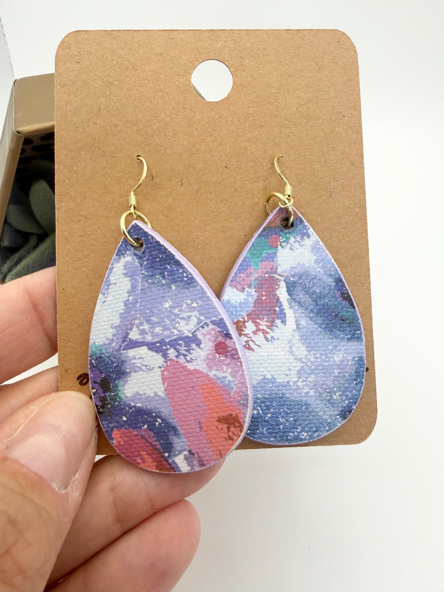 Abstract Floral Wood Earrings | Textured Decoupage Statement Earrings