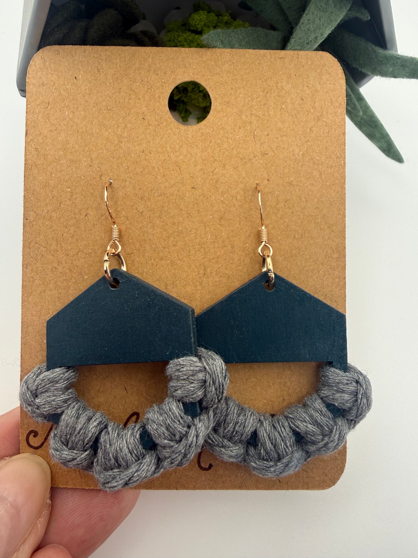 Hand-Painted Macrame Earrings | Handmade Geometric Statement Jewelry