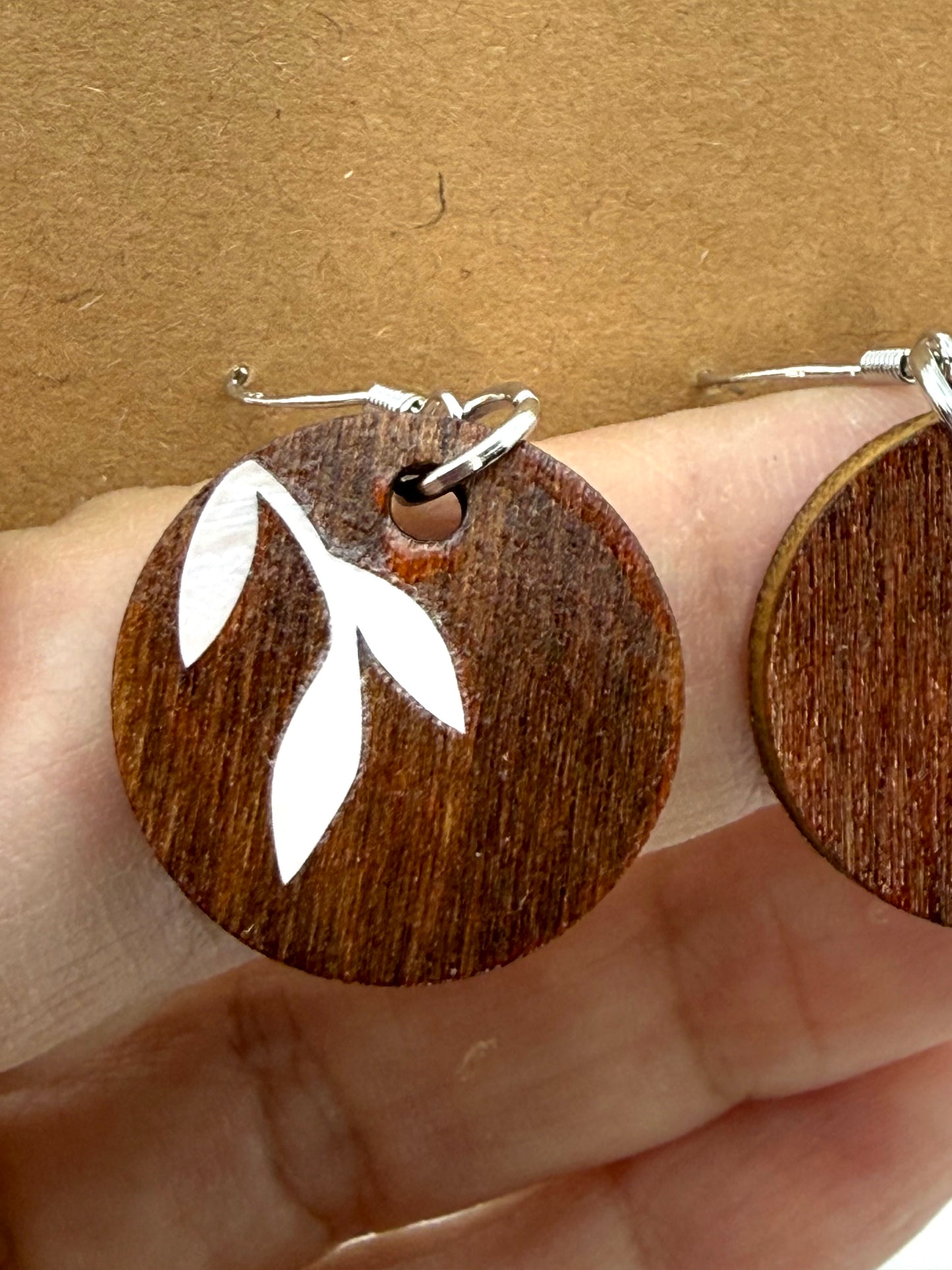 Almost Perfect – White Botanical Stained Wood Earrings