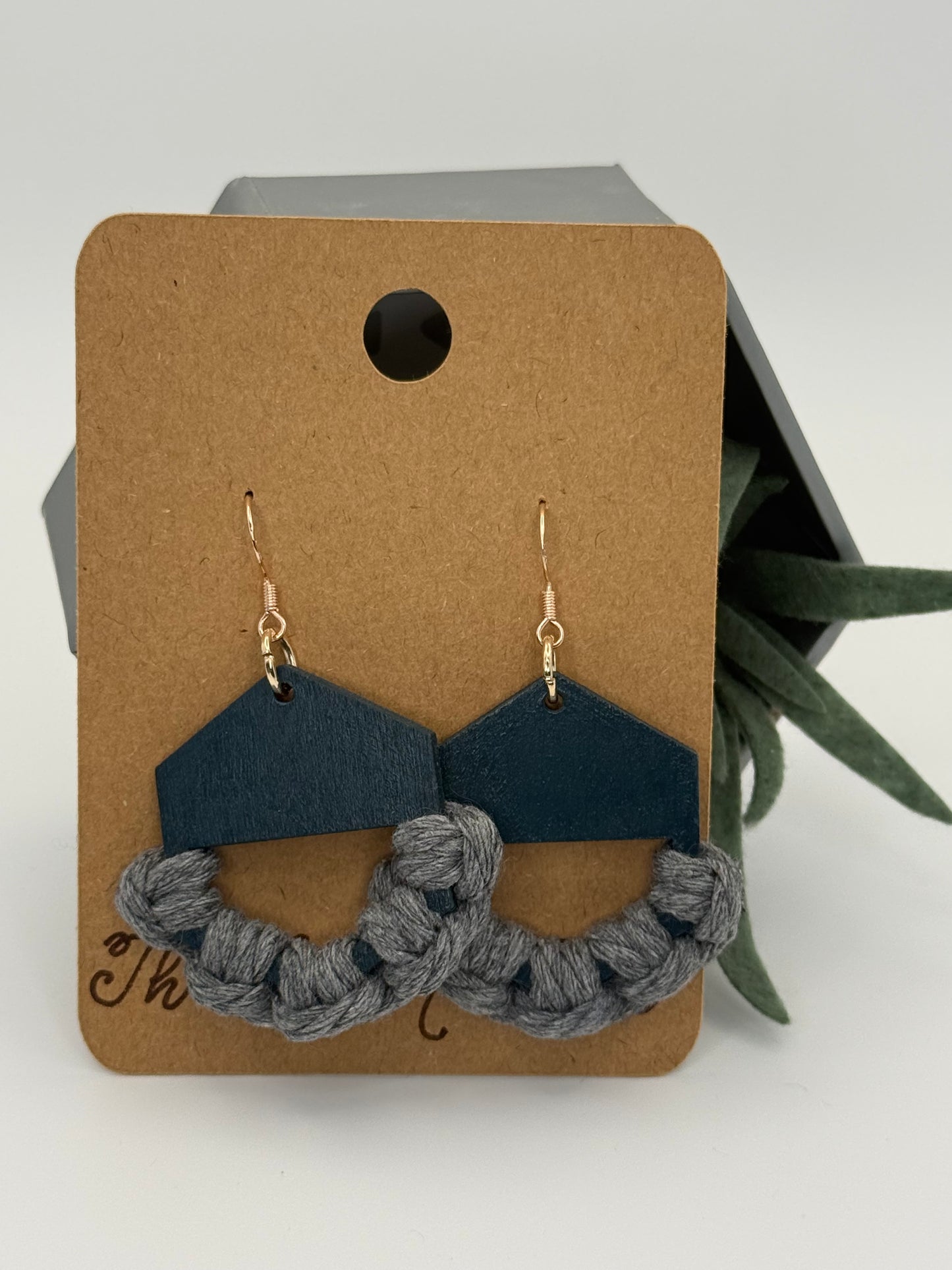 Hand-Painted Macrame Earrings | Handmade Geometric Statement Jewelry