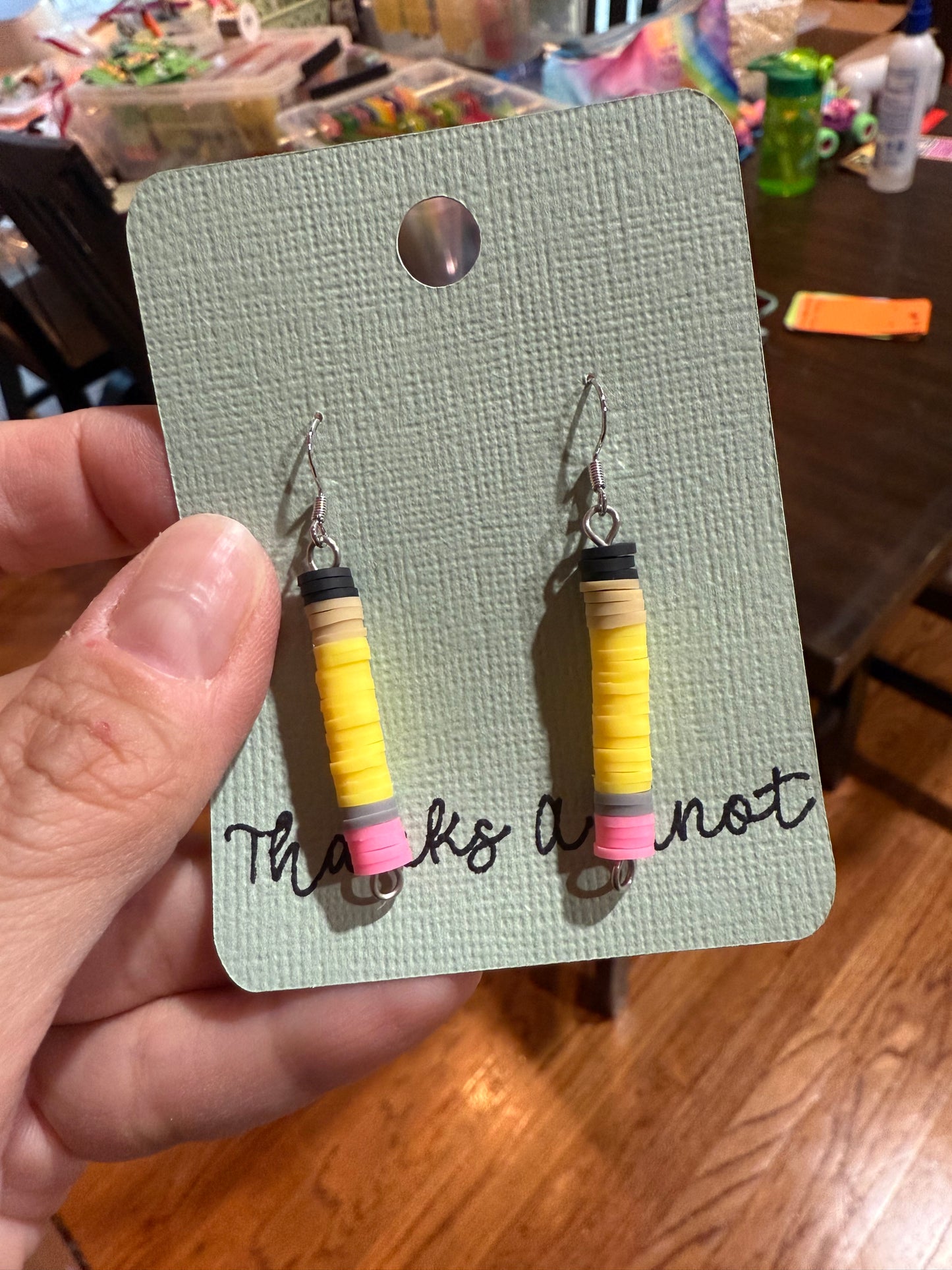 Teacher Pencil Earrings | Handmade Beaded Statement Jewelry
