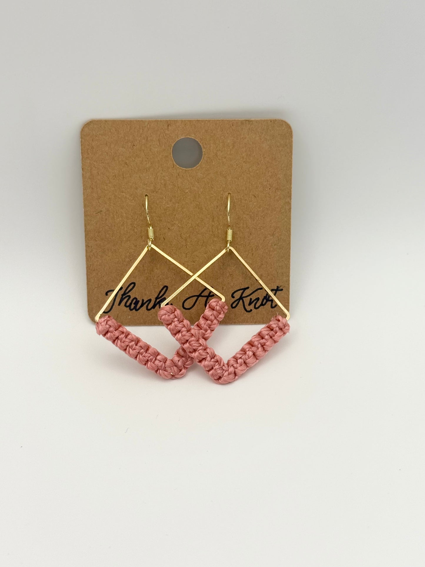 Geometric Diamond Macramé Earrings | Handmade Modern Fiber Earrings