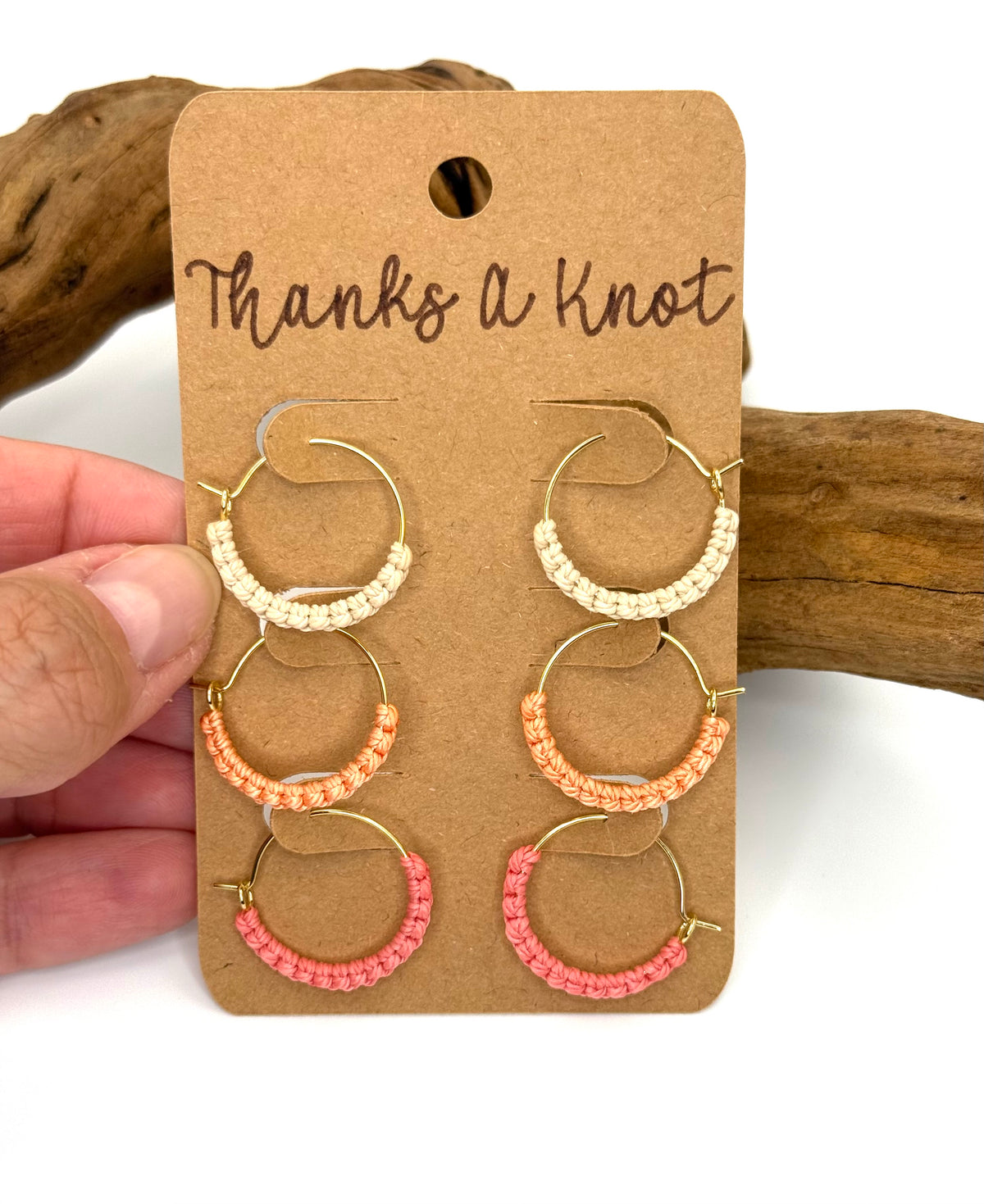 Sunset Mini Macrame-Style Hoops | 3-Pair Earring Set