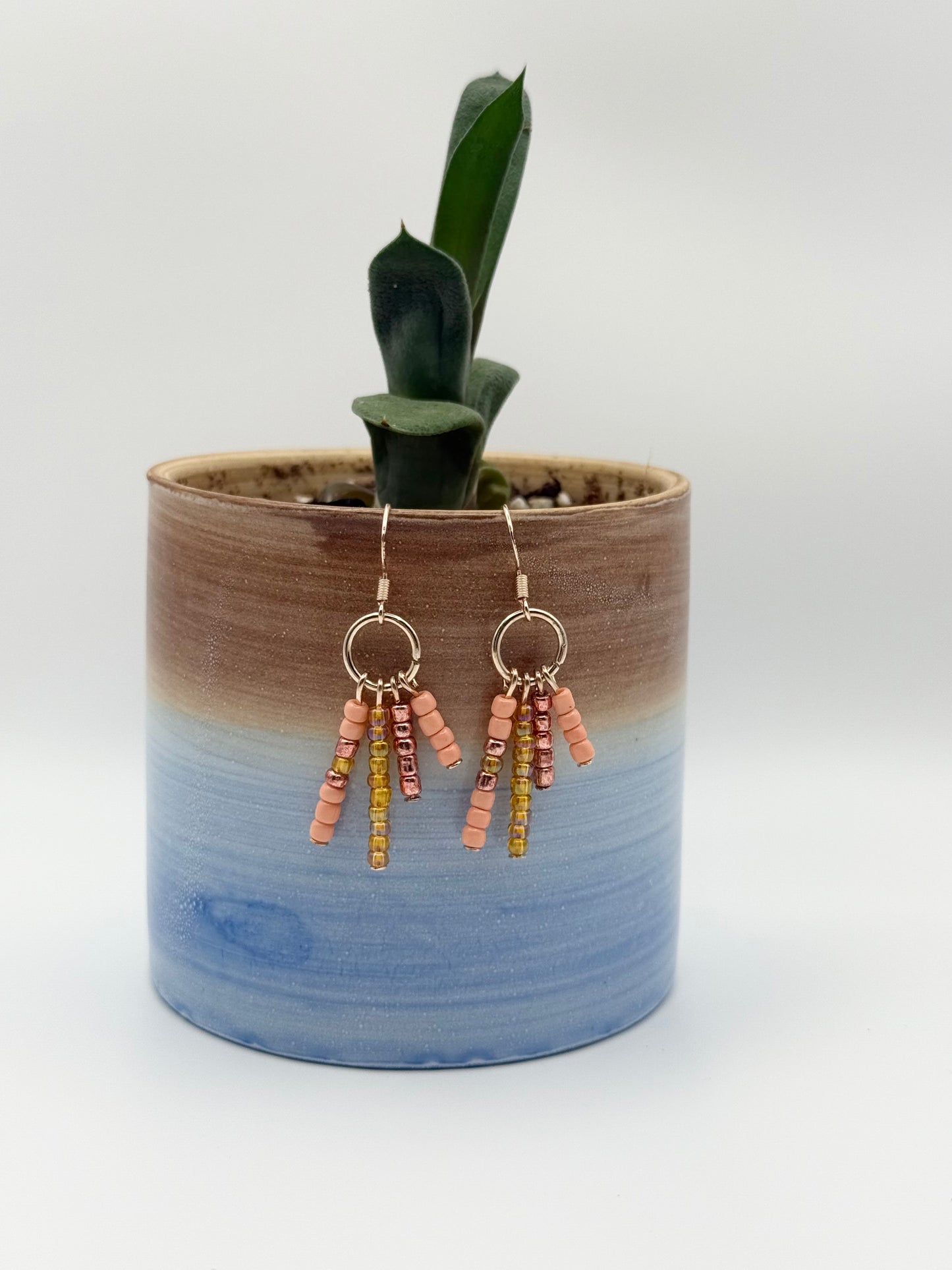 “Strawberry fizz” beaded dangle earrings