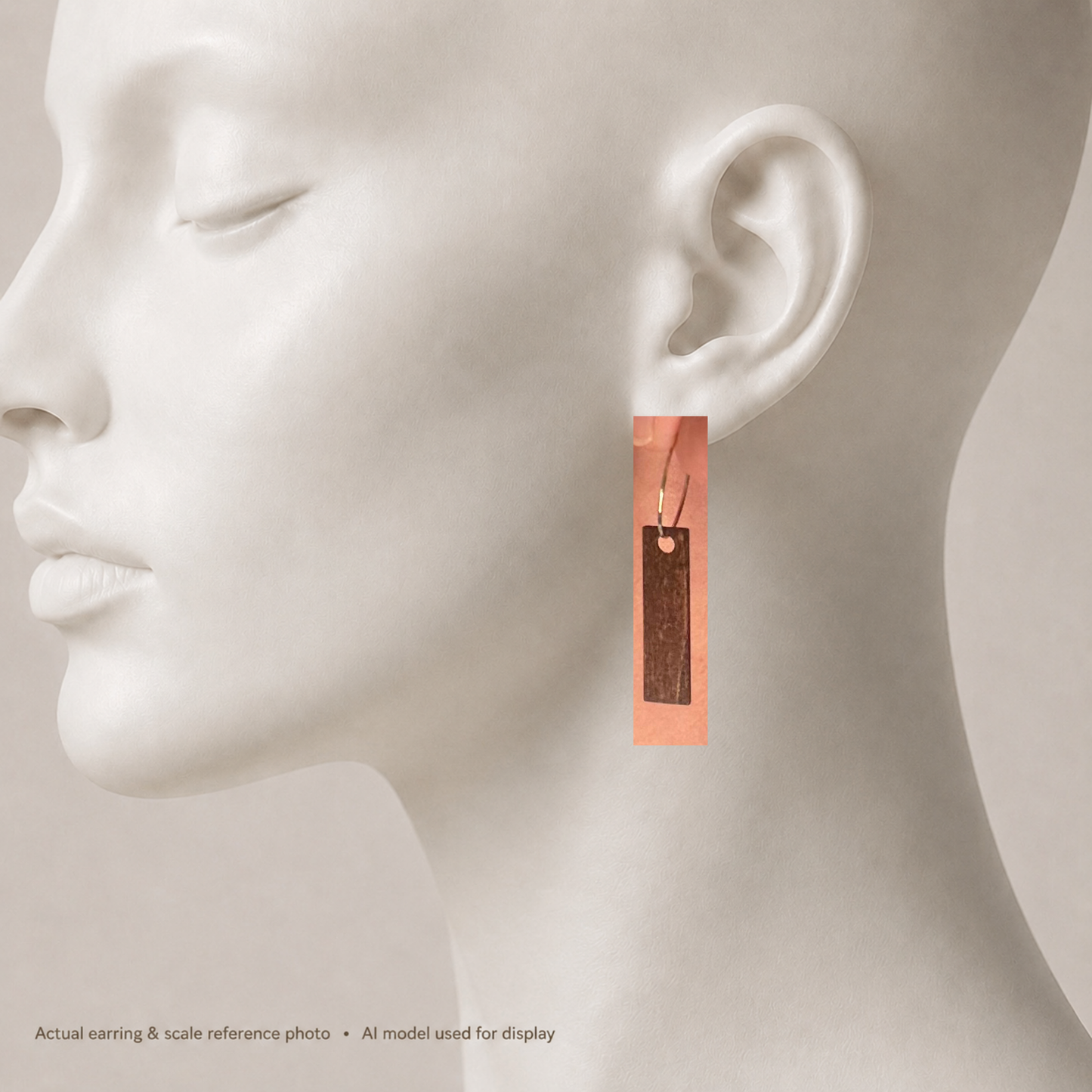 Dark Walnut Wood Hoop Earrings | Minimalist Bar Dangles