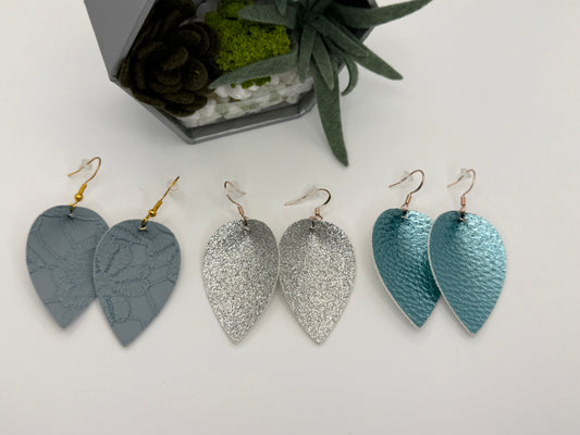 Faux Leather Petal Earrings | Lightweight Handmade Everyday Jewelry