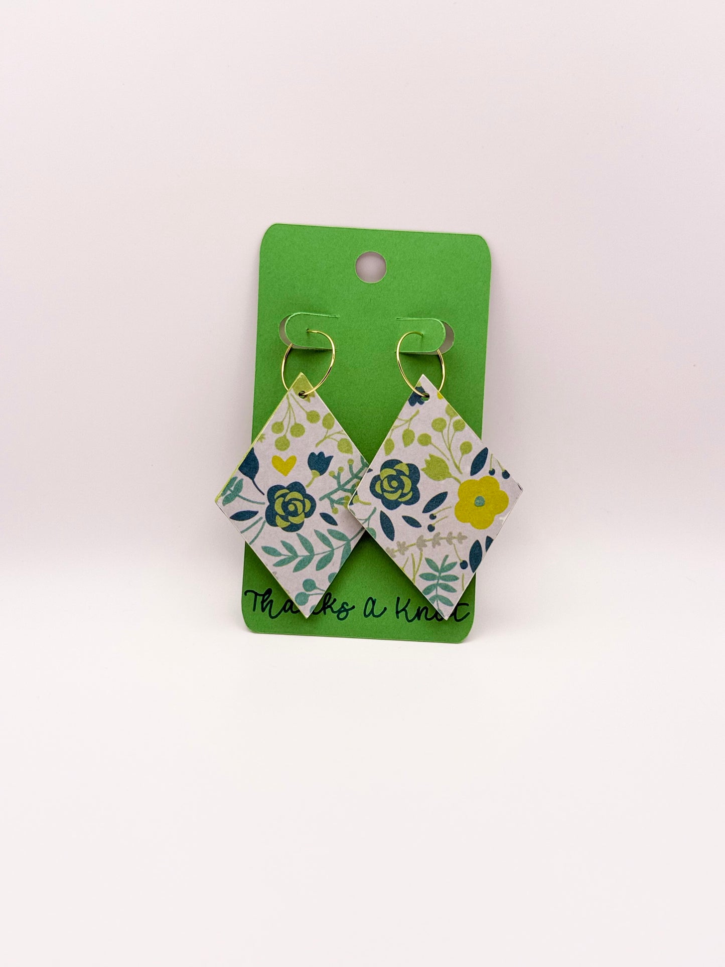 Wood and paper decoupage hoop earrings