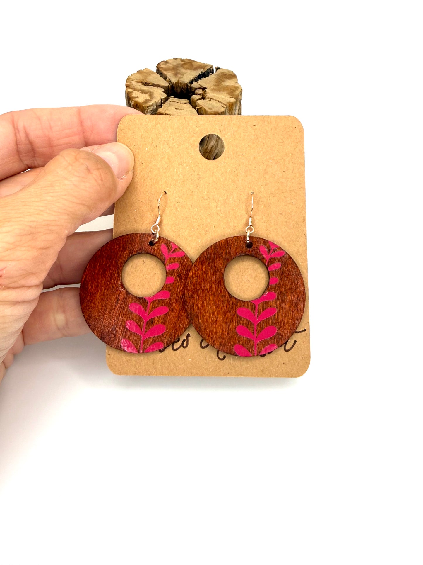 Almost Perfect | Pink Botanical Wood Statement Earrings