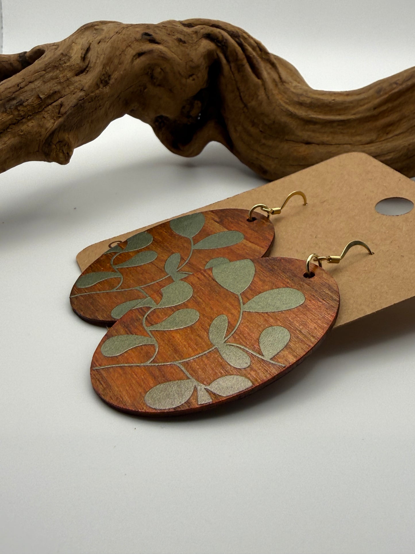 Almost Perfect – Color-Shifting Holographic Botanical Wood Earrings