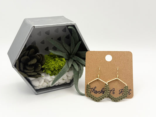Hexagon Macramé Earrings | Handmade Minimalist Fiber Earrings