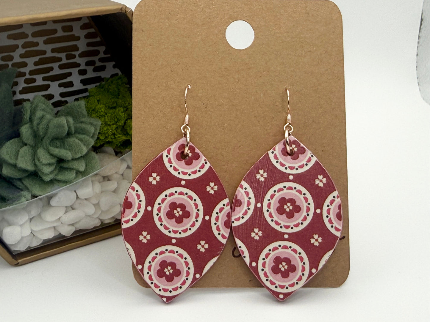 Retro Floral Wood Earrings | Vintage Inspired Statement Earrings