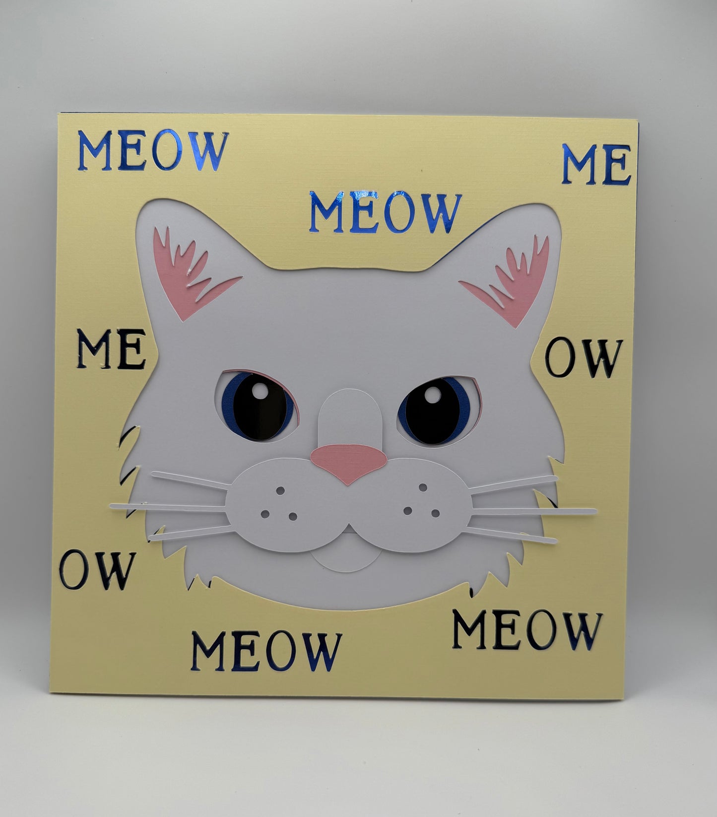 Custom cat face layered paper wall art