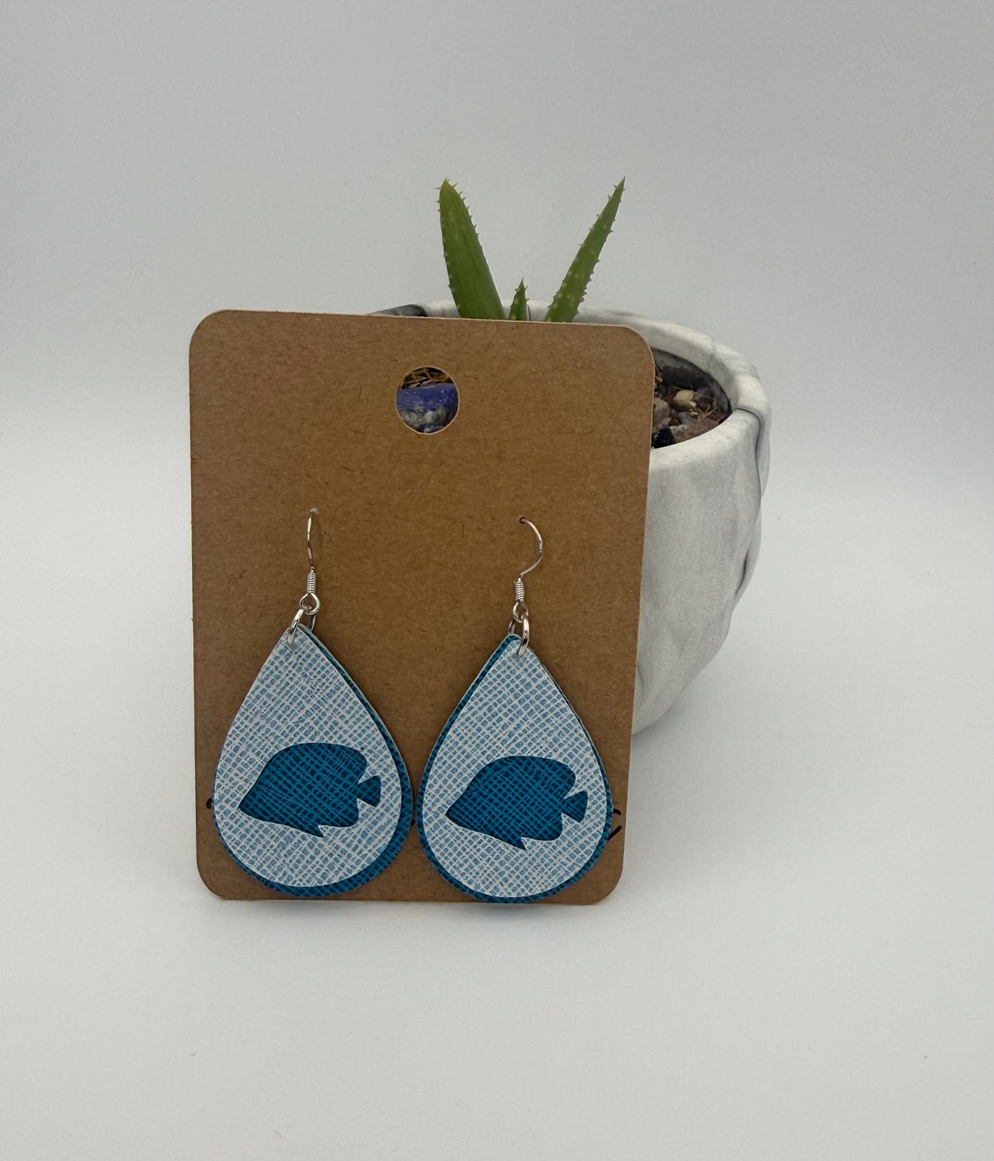 Layered Fish Faux Leather Earrings | Handmade Fishing Inspired Statement Earrings