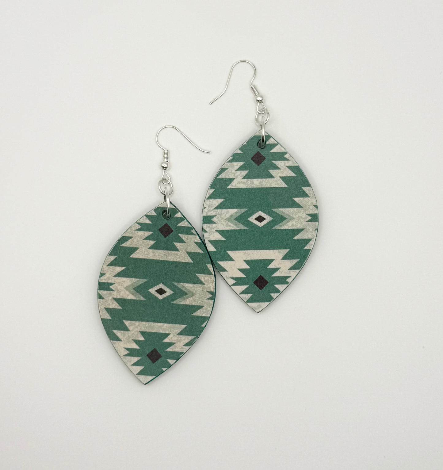 Wood and decoupage dangle earrings