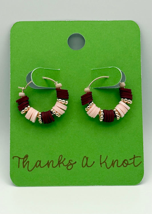 “Strawberries & cream” heishi bead hoop earrings