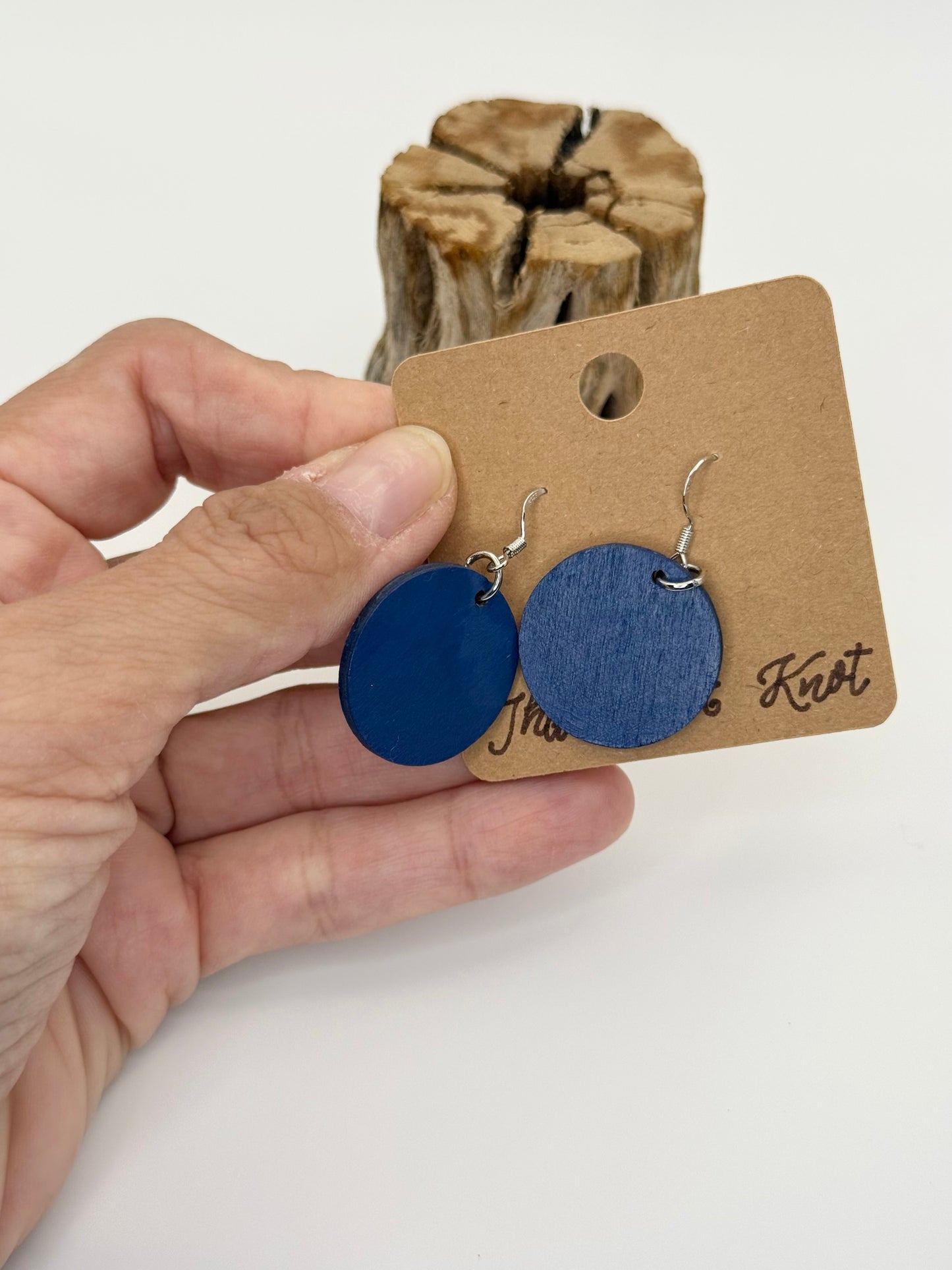 Modern Watercolor Wood Earrings | Soft Blue Abstract Dangles