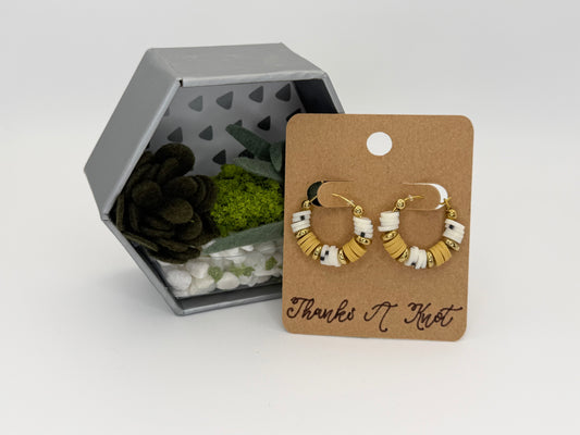 “Jersey Corn” Heishi Bead Hoops | Lightweight Beaded Earrings